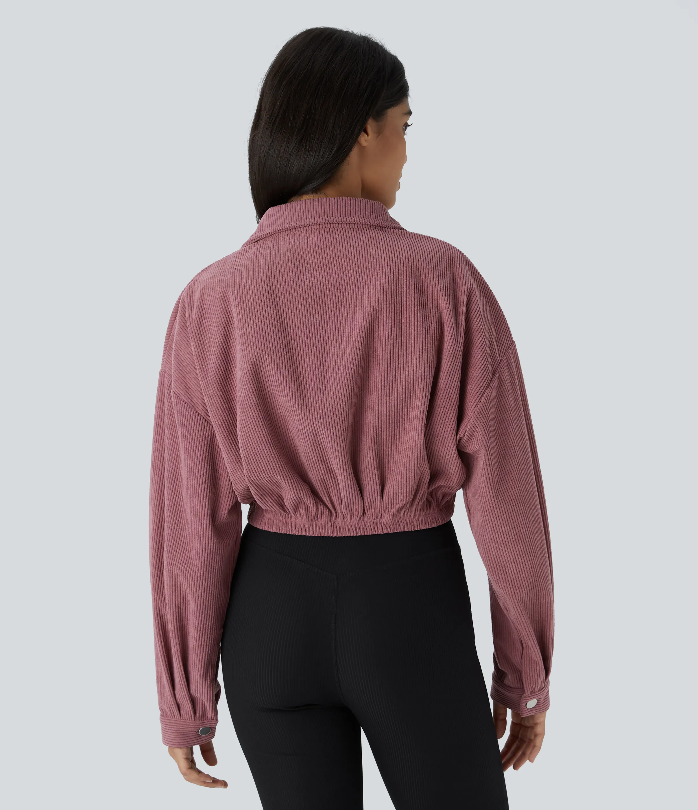 Halara Chaqueta casual de pana recortada con bolsillo con botones y cuello - Deco Rose - L sold by Halara product image thumbnail 3