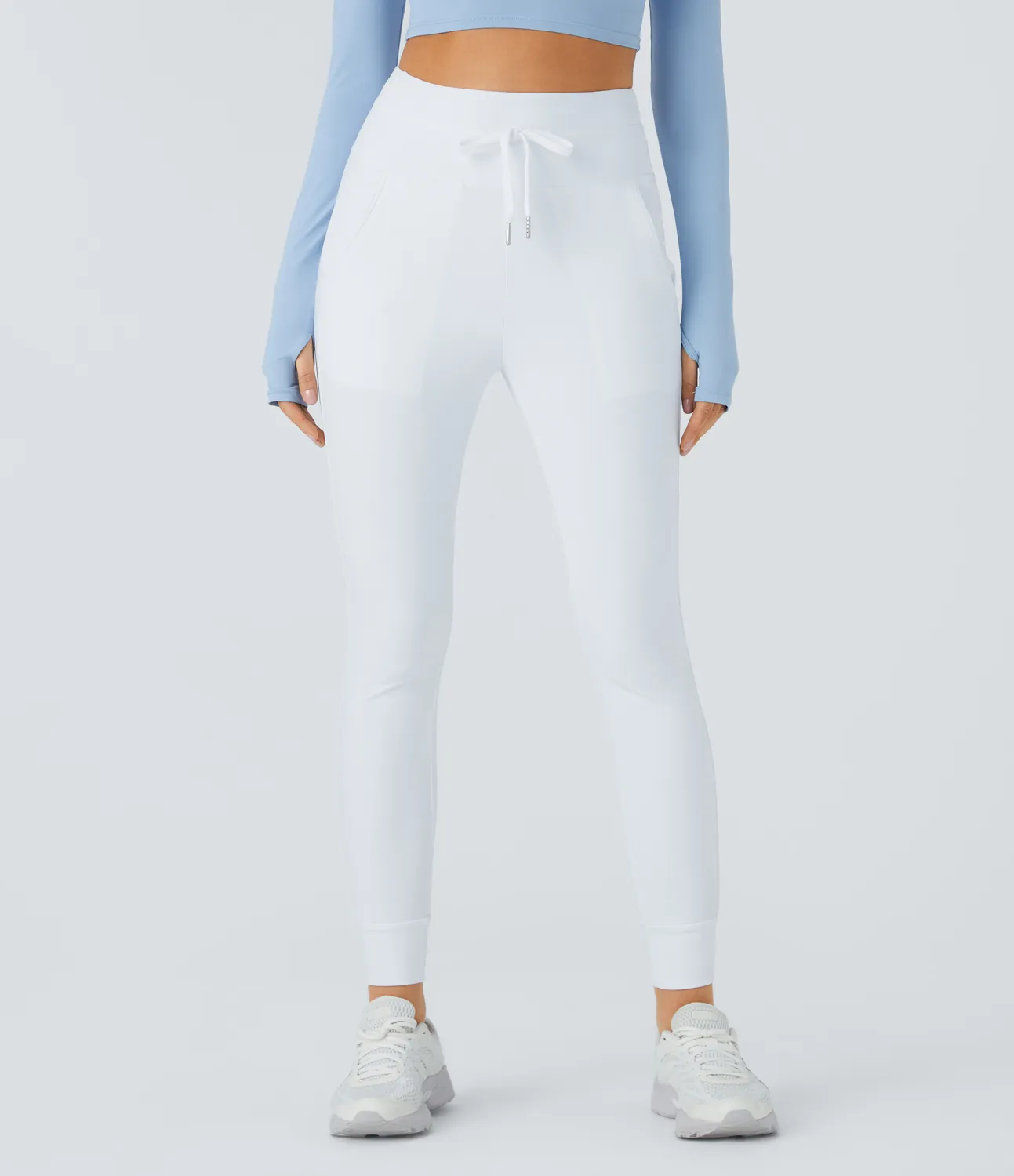 Halara Joggers Softlyzero™ Plush liso largo completo bolsillo lateral cordón tiro alto - Frost White - M(regular) sold by Halara product image thumbnail 4