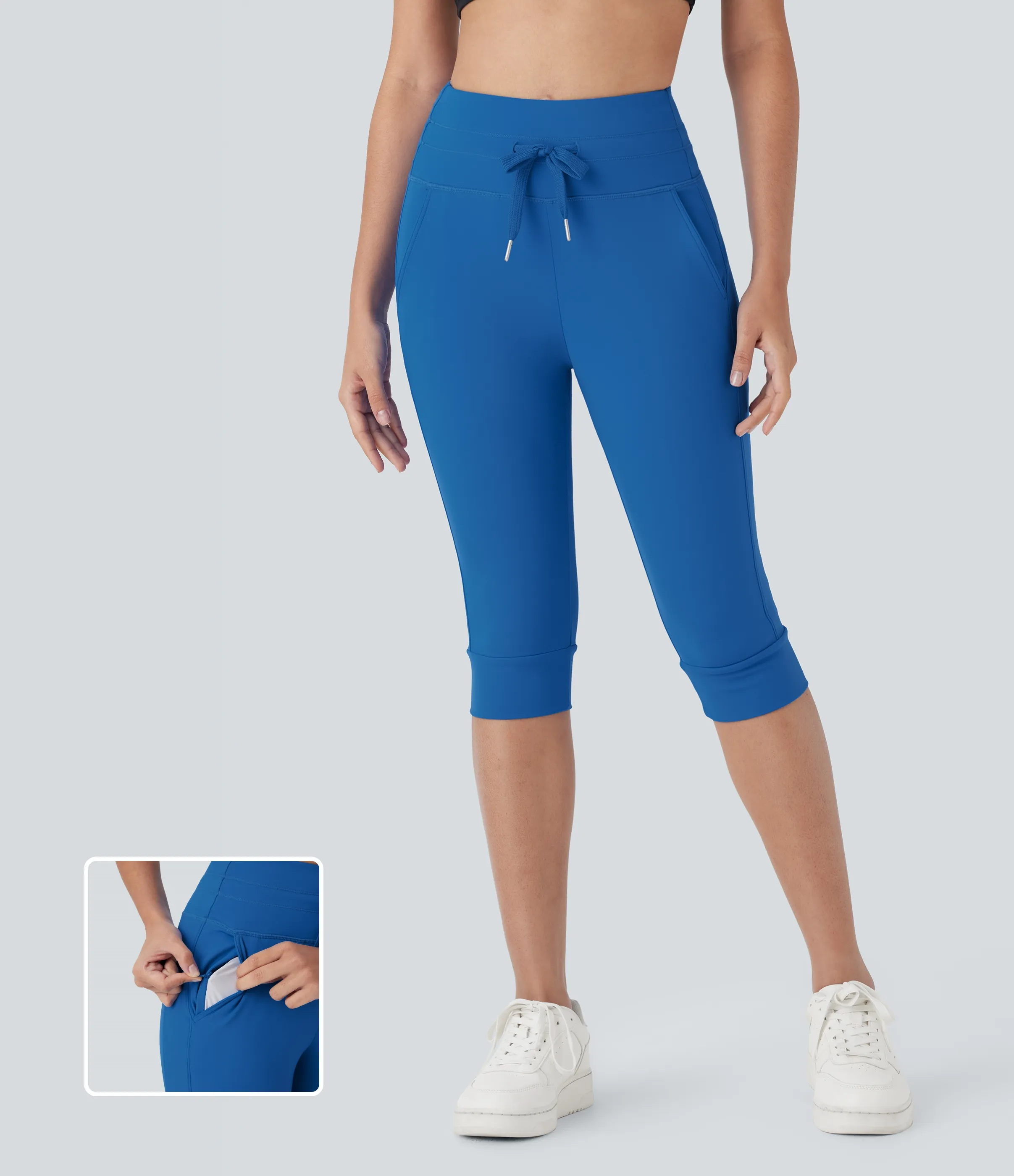 Halara Pantalón Softlyzero™ Plush deportivo yoga pedal bolsillo lateral cordón tiro alto - Strong Blue - XS(regular) sold by Halara