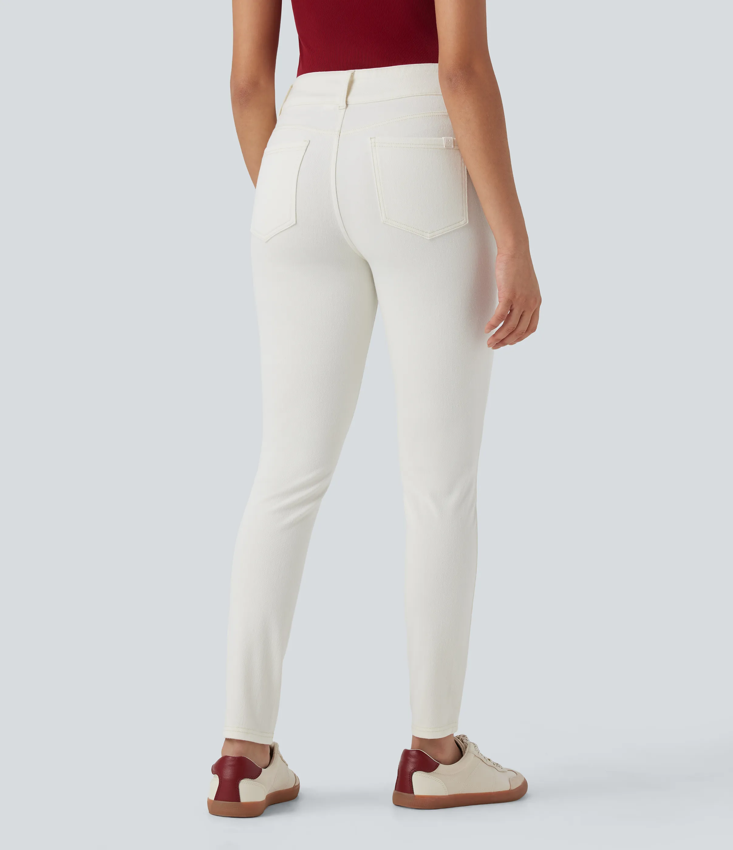Halara Jeans Halara Flex™ Denim ajustado elástico múltiple bolsillo cremallera botones tiro alto - Ivory Denim - XL(regular) sold by Halara product image thumbnail 3