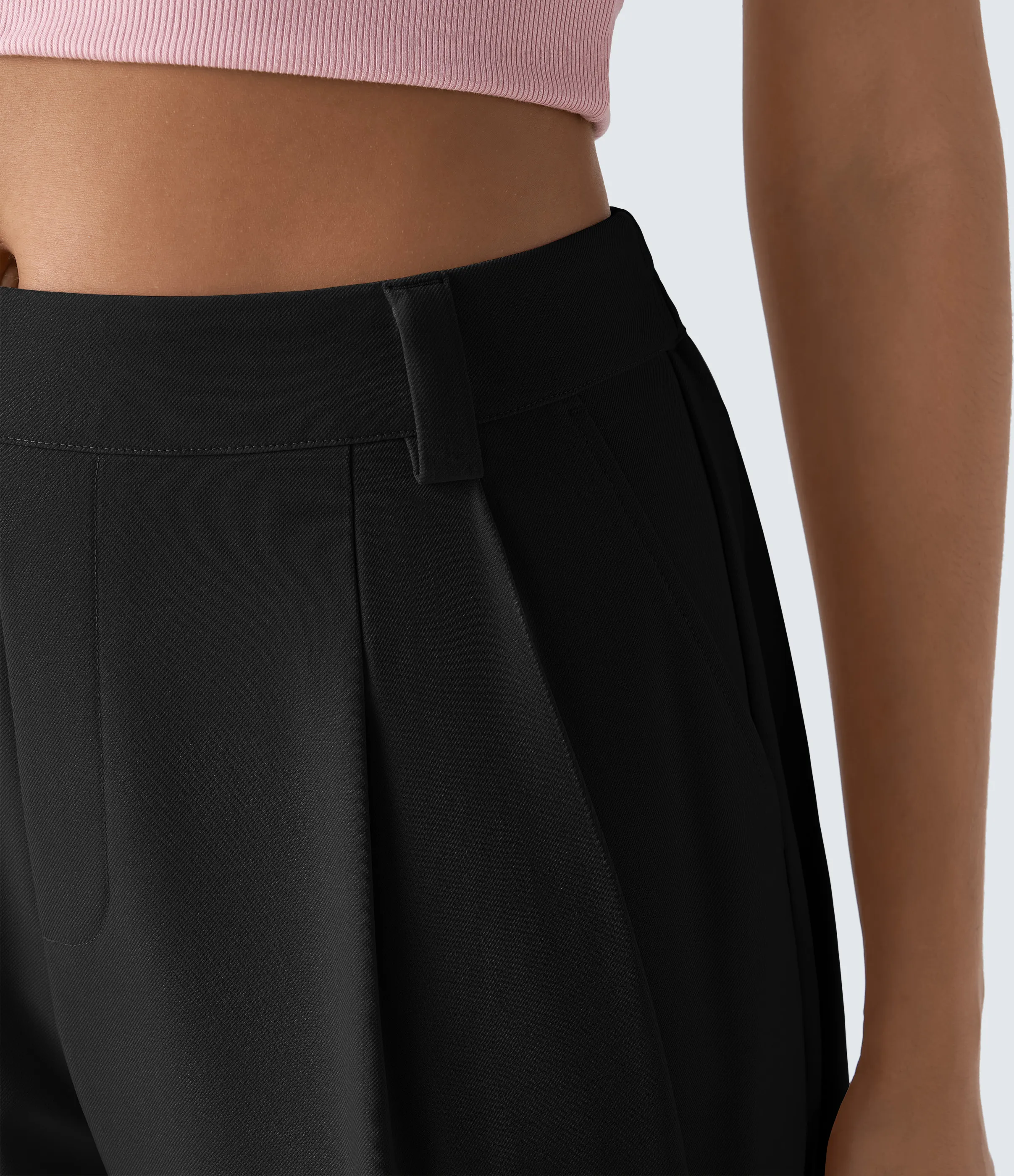 Halara Pantalón oficina pierna barril bolsillo lateral plisado tiro medio - Black - L(regular) sold by Halara product image thumbnail 5