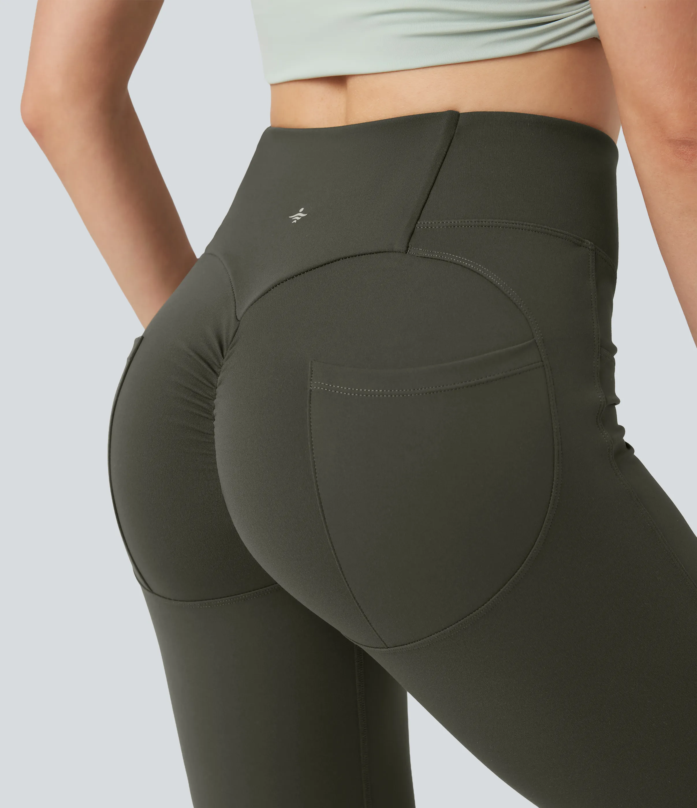 Halara Leggings de yoga de tiro alto y fruncido de 7/8 con bolsillos - Forest Night - XS(7/8) sold by Halara product image thumbnail 5