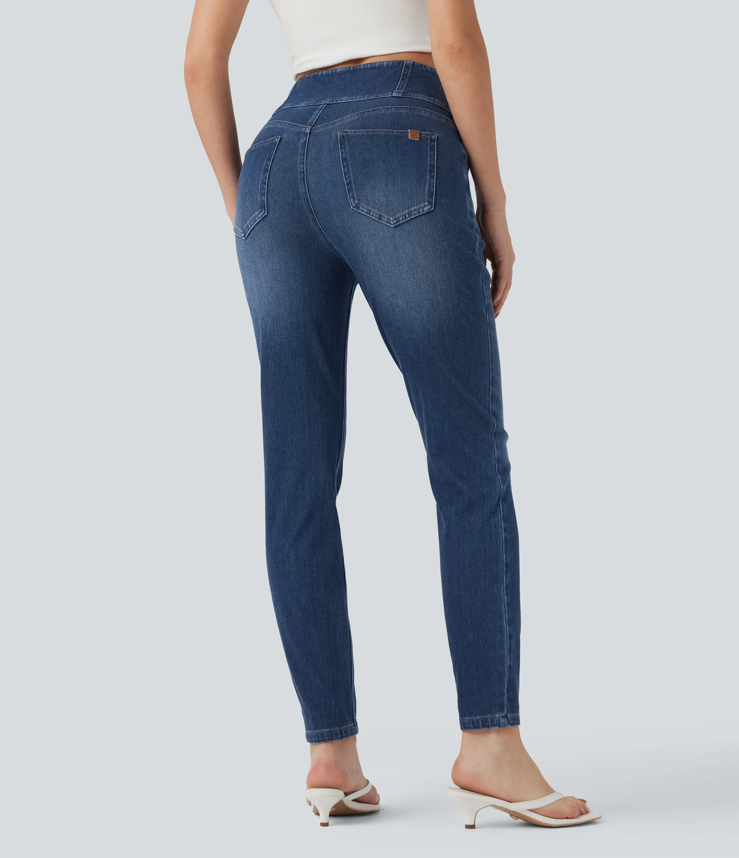 Halara Jeans ajustados casuales Halara Flex™ de tiro alto con bolsillos - Estate Blue Denim - XS(regular) sold by Halara product image thumbnail 3