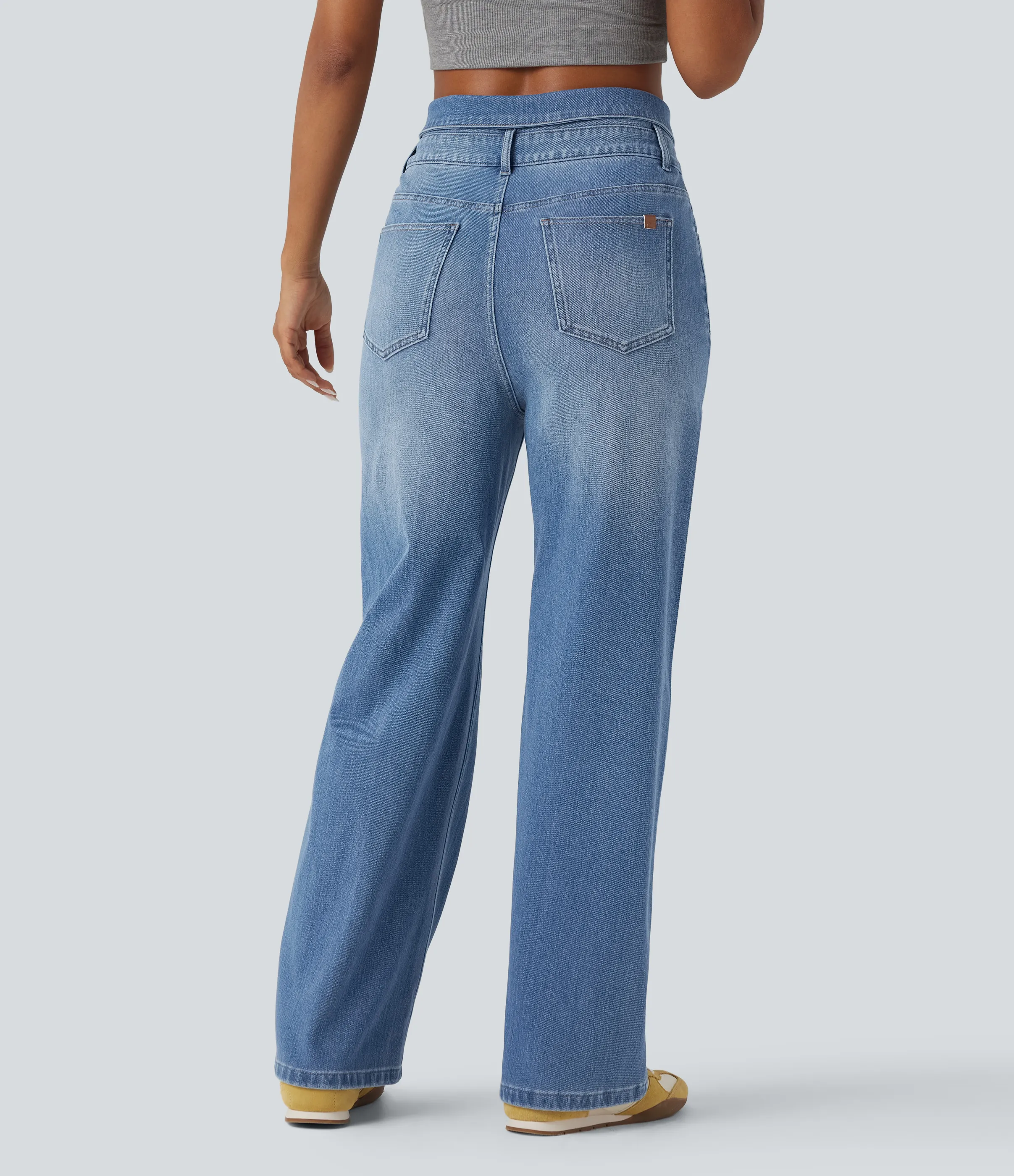 Halara Jeans casuales rectos Halara Flex™ de tiro alto con bolsillos - Tide Blue Denim - XS(regular) sold by Halara product image thumbnail 3