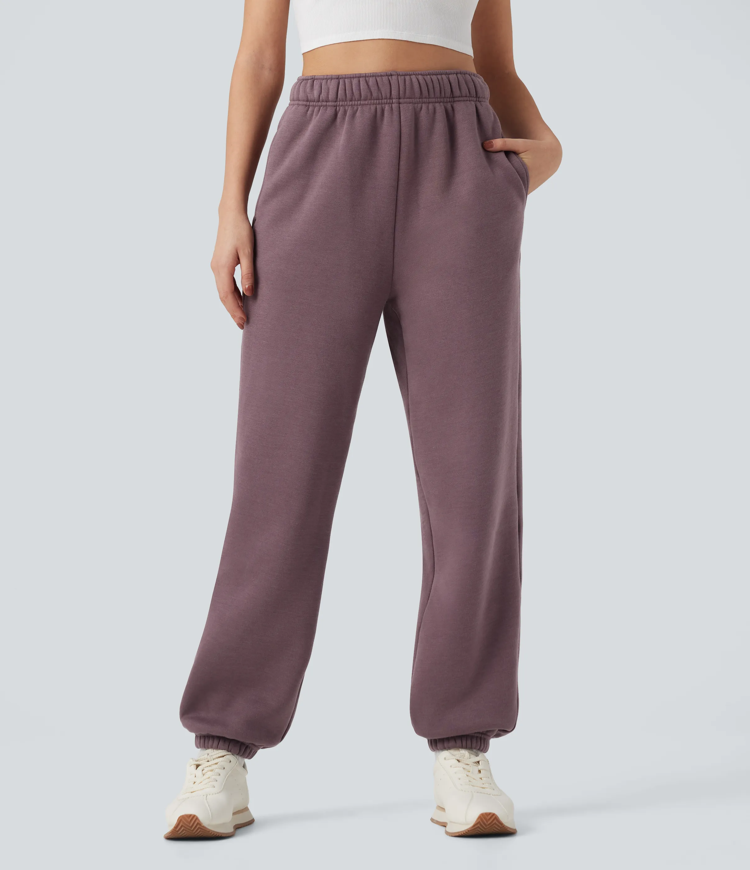 Halara Joggers casuales de polar con tiro alto y cordón interior con bolsillos - Flint - XL(regular) sold by Halara product image thumbnail 2