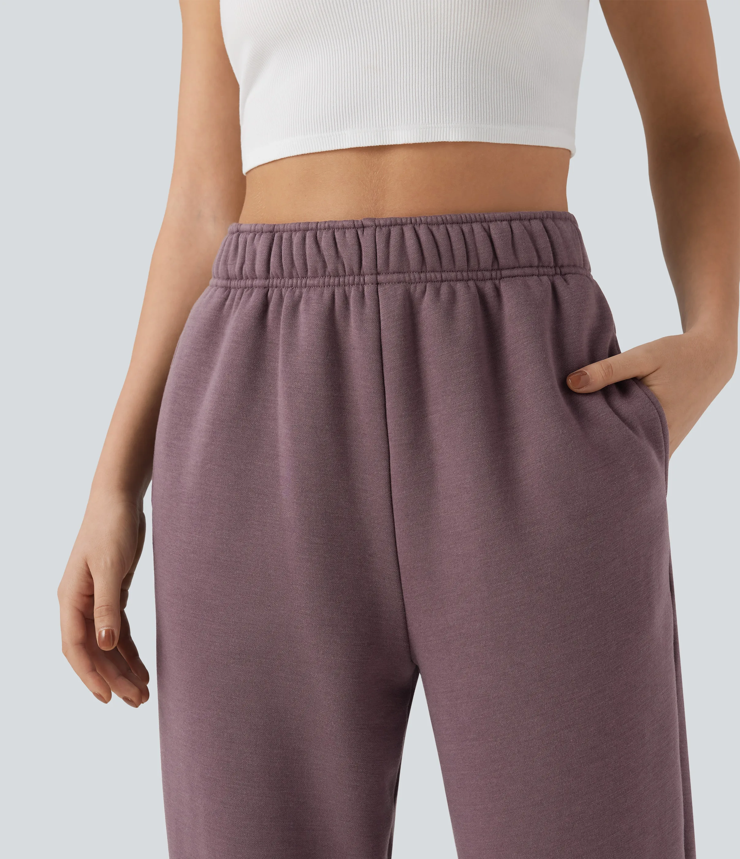 Halara Joggers casuales de polar con tiro alto y cordón interior con bolsillos - Flint - XL(regular) sold by Halara product image thumbnail 5