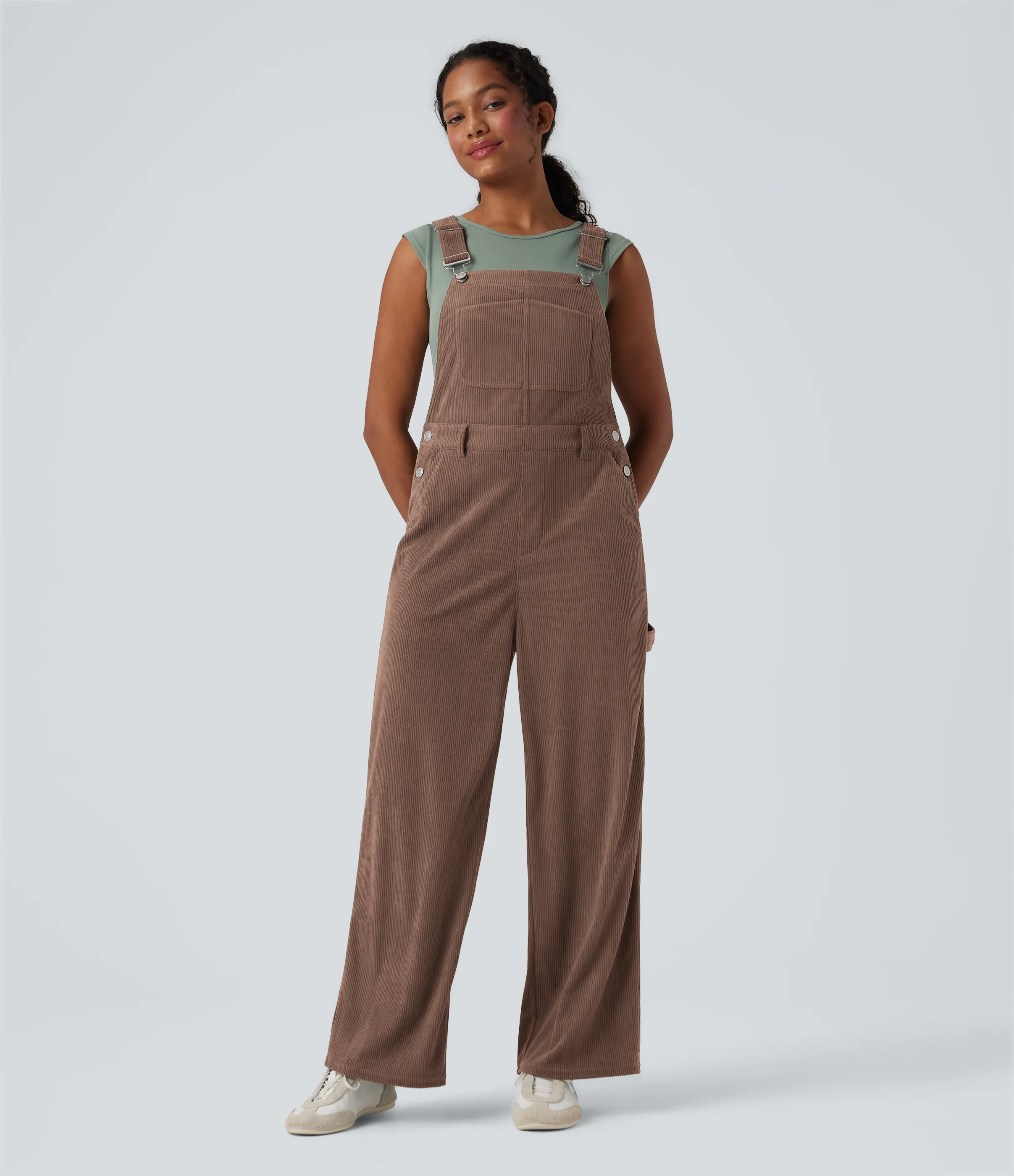 Halara Jumpsuit casual de pana con pierna recta y bolsillos - Acorn - XL(regular) sold by Halara product image thumbnail 5