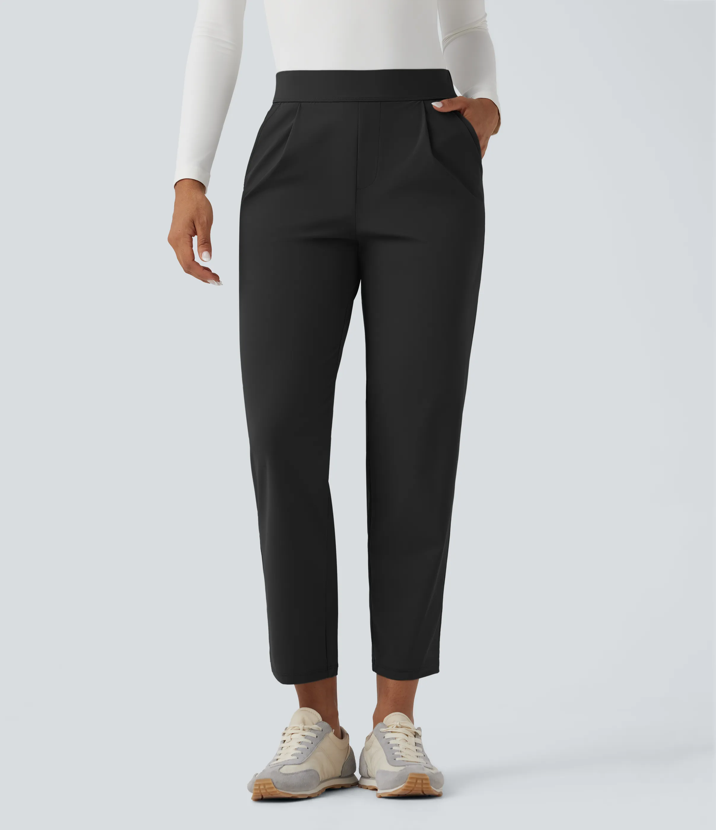 Halara Pantalones de viaje ajustados de tiro alto con secado rápido y bolsillos - Black - XS(regular) sold by Halara