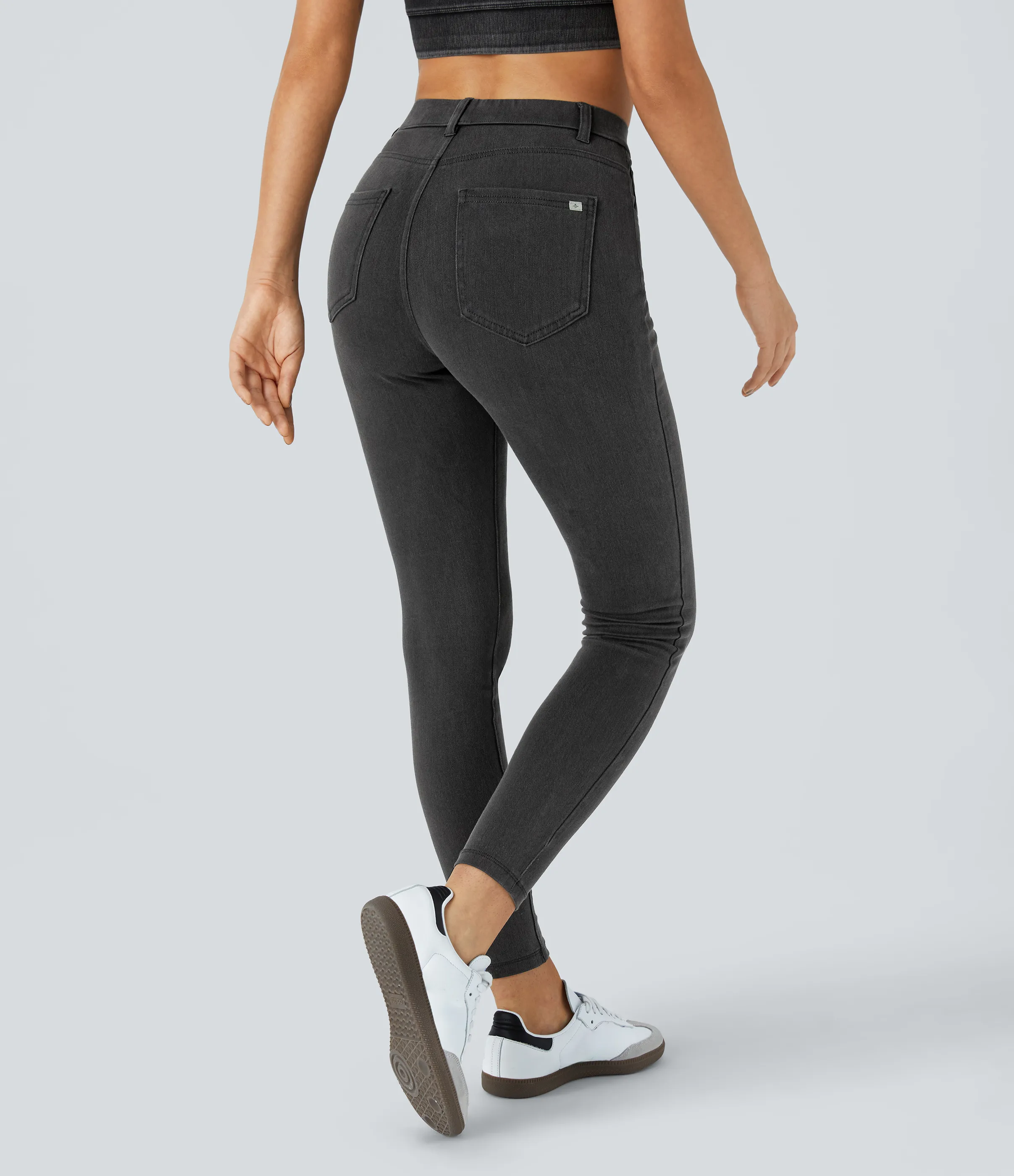 Halara Leggings Halara Flex™ Denim oficina elástico múltiple bolsillo tiro alto - Hemp Black Denim - M(full_length) sold by Halara product image thumbnail 3