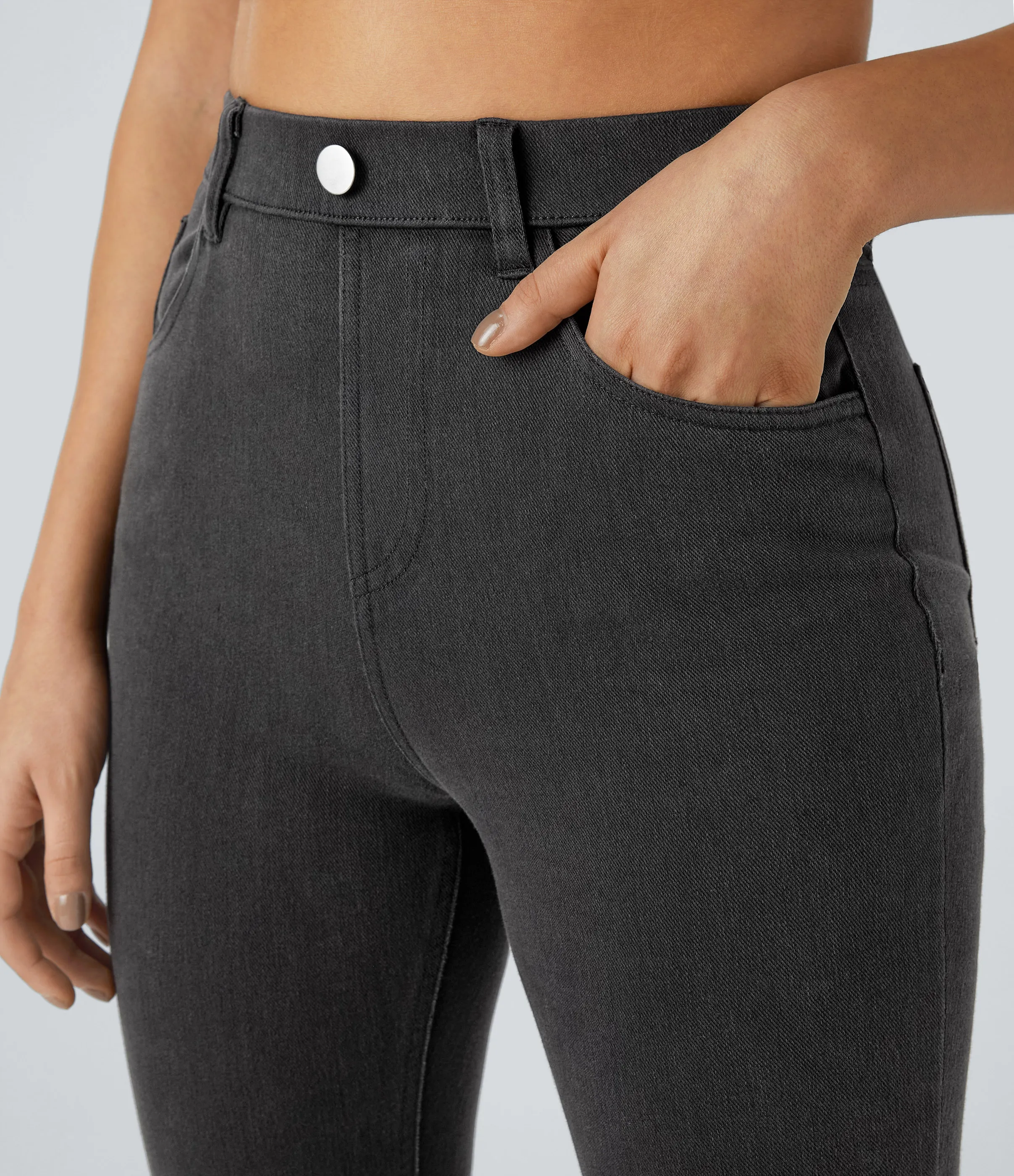 Halara Leggings Halara Flex™ Denim oficina elástico múltiple bolsillo tiro alto - Hemp Black Denim - M(full_length) sold by Halara product image thumbnail 5
