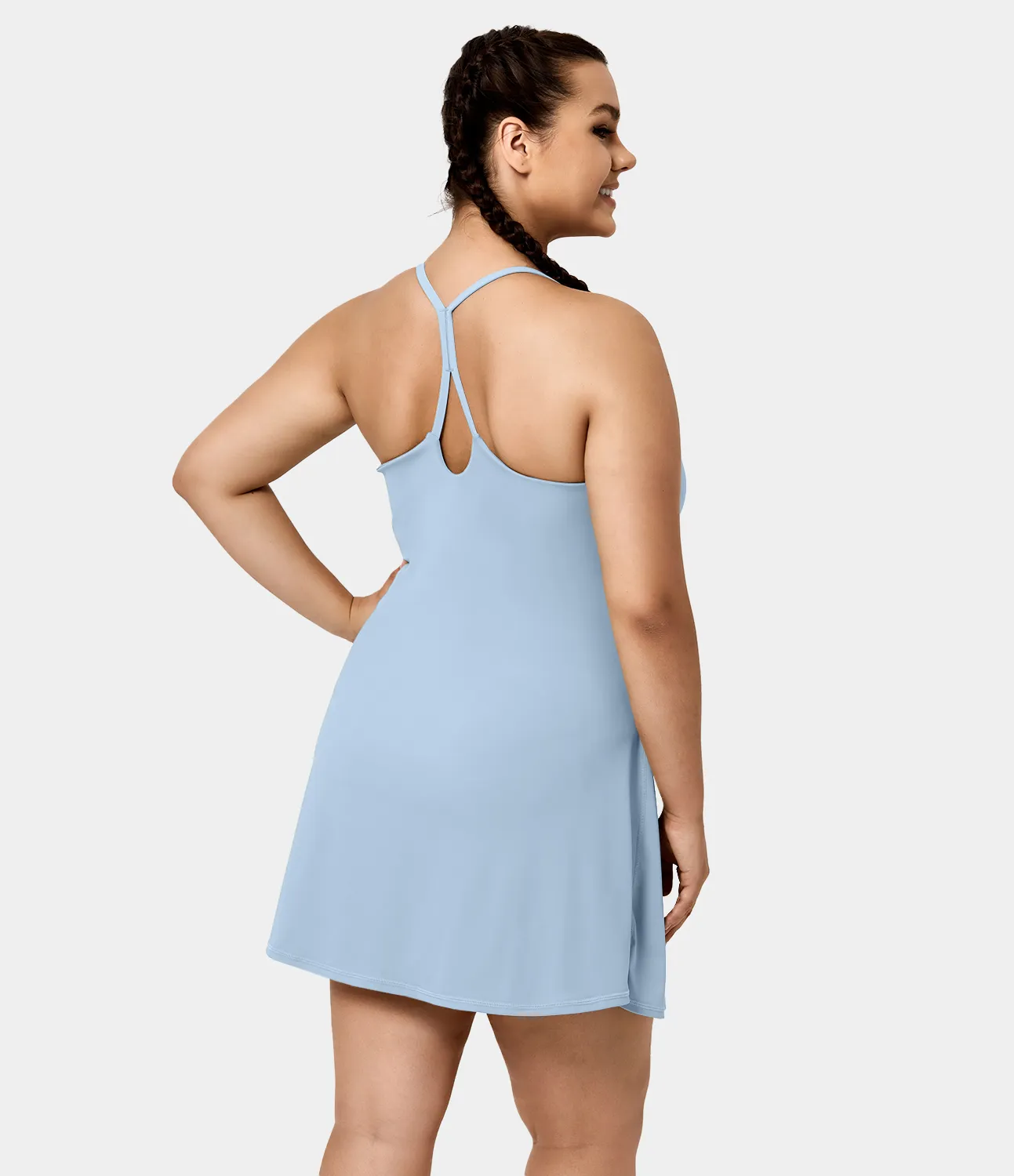 Halara Minivestido Everyday Softlyzero™ Airy sin espalda 2 en 1 bolsillo lateral tacto fresco talla grande-Euphoria Air-UPF50+ - Angel Falls - 3X sold by Halara product image thumbnail 3