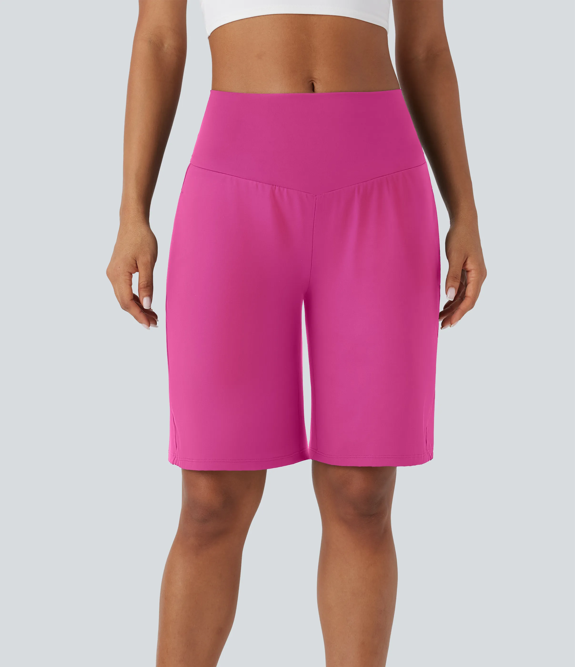 Halara Bermudas Softlyzero™ Airy yoga tiro alto múltiple bolsillo tacto fresco - Fuchsia Fedora - S sold by Halara product image thumbnail 2