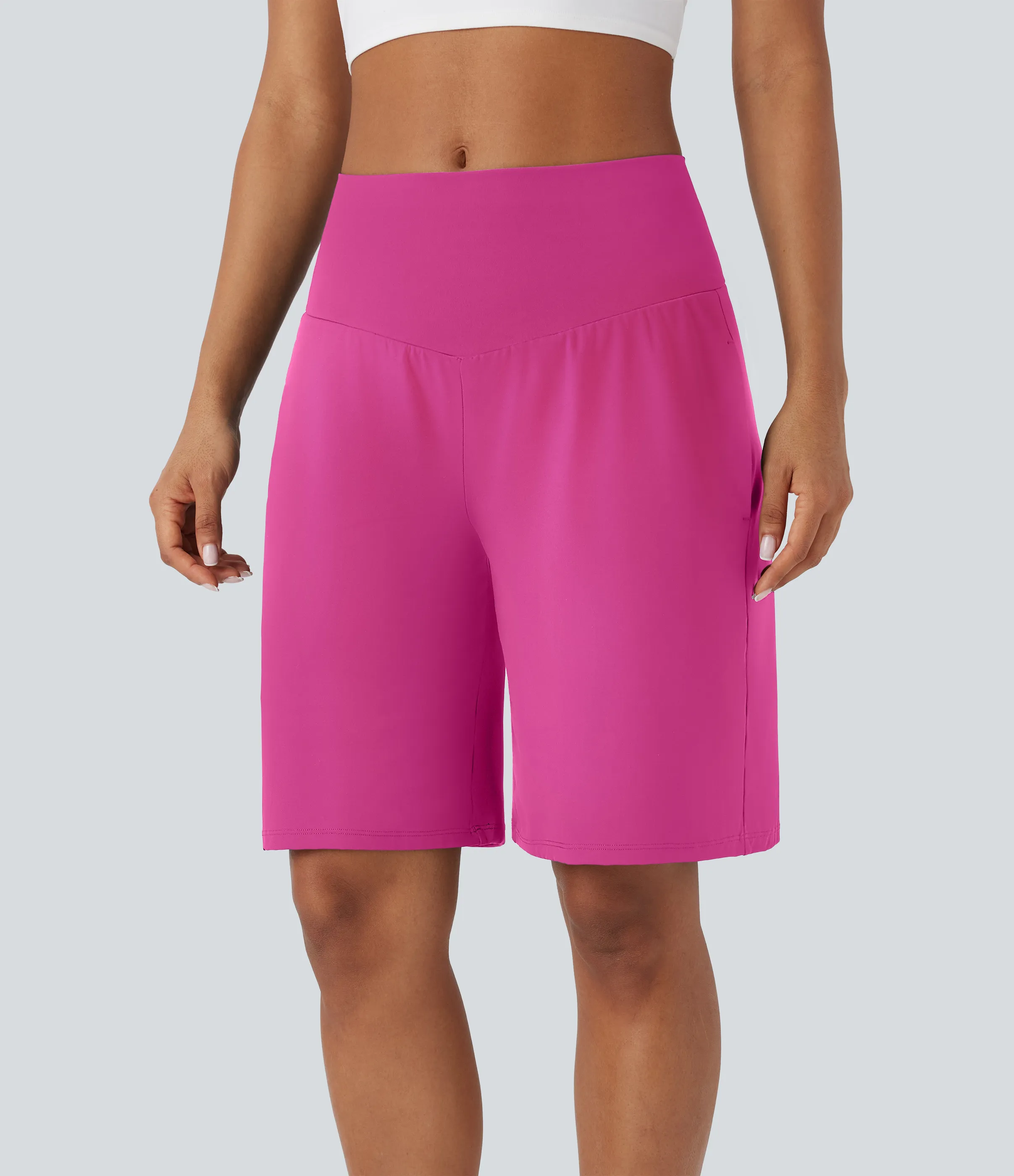 Halara Bermudas Softlyzero™ Airy yoga tiro alto múltiple bolsillo tacto fresco - Fuchsia Fedora - S sold by Halara product image thumbnail 4