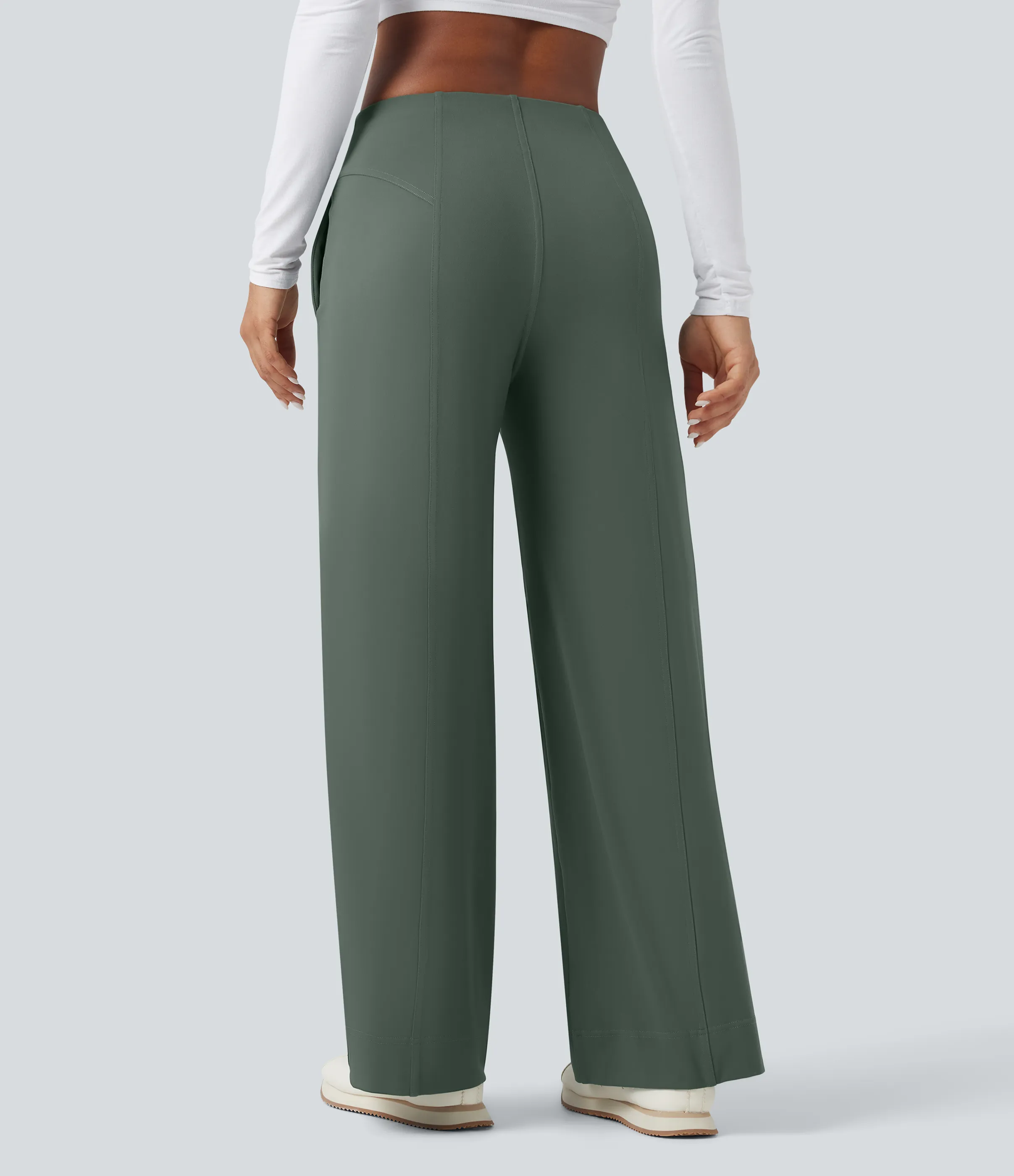 Halara Pantalones anchos casuales de tiro medio con bolsillos - Deep Aquamarine - XL(regular) sold by Halara product image thumbnail 3