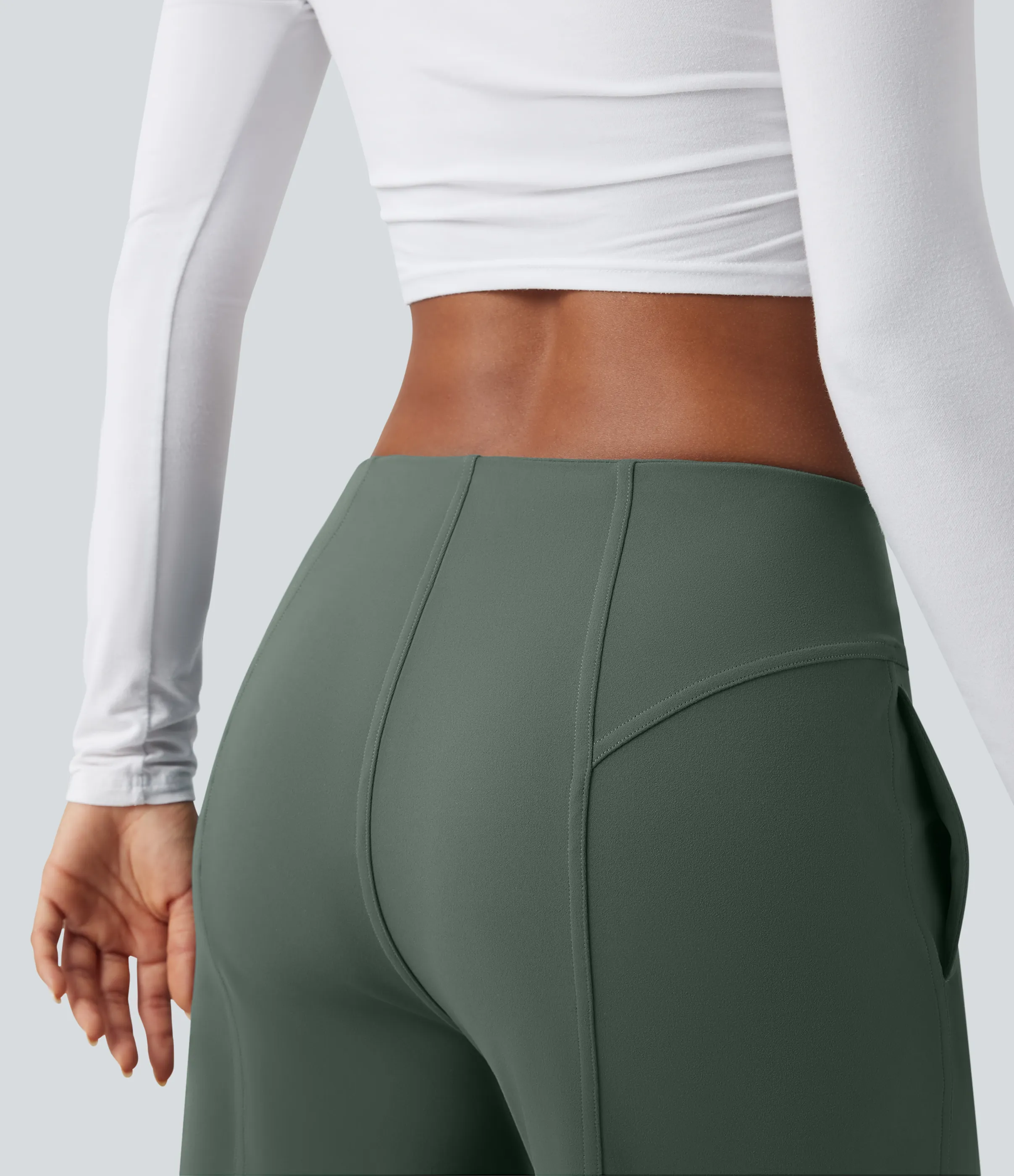 Halara Pantalones anchos casuales de tiro medio con bolsillos - Deep Aquamarine - XL(regular) sold by Halara product image thumbnail 5