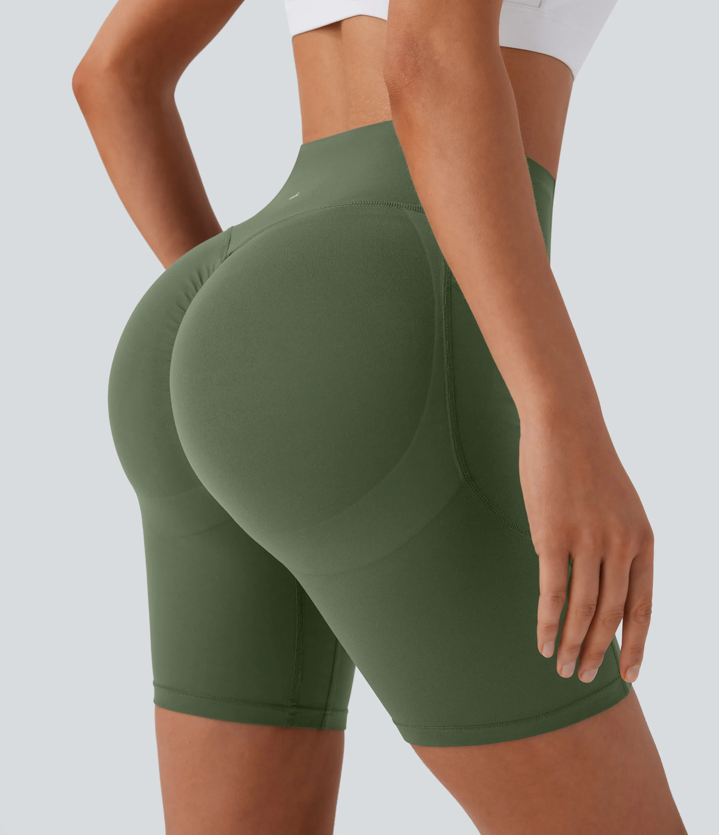 Halara Pantalón corto SoCinched UltraSculpt ciclista tiro alto realce glúteo bolsillo lateral entrenamiento 17.5cm - Deep Woodland Green - M sold by Halara product image thumbnail 5