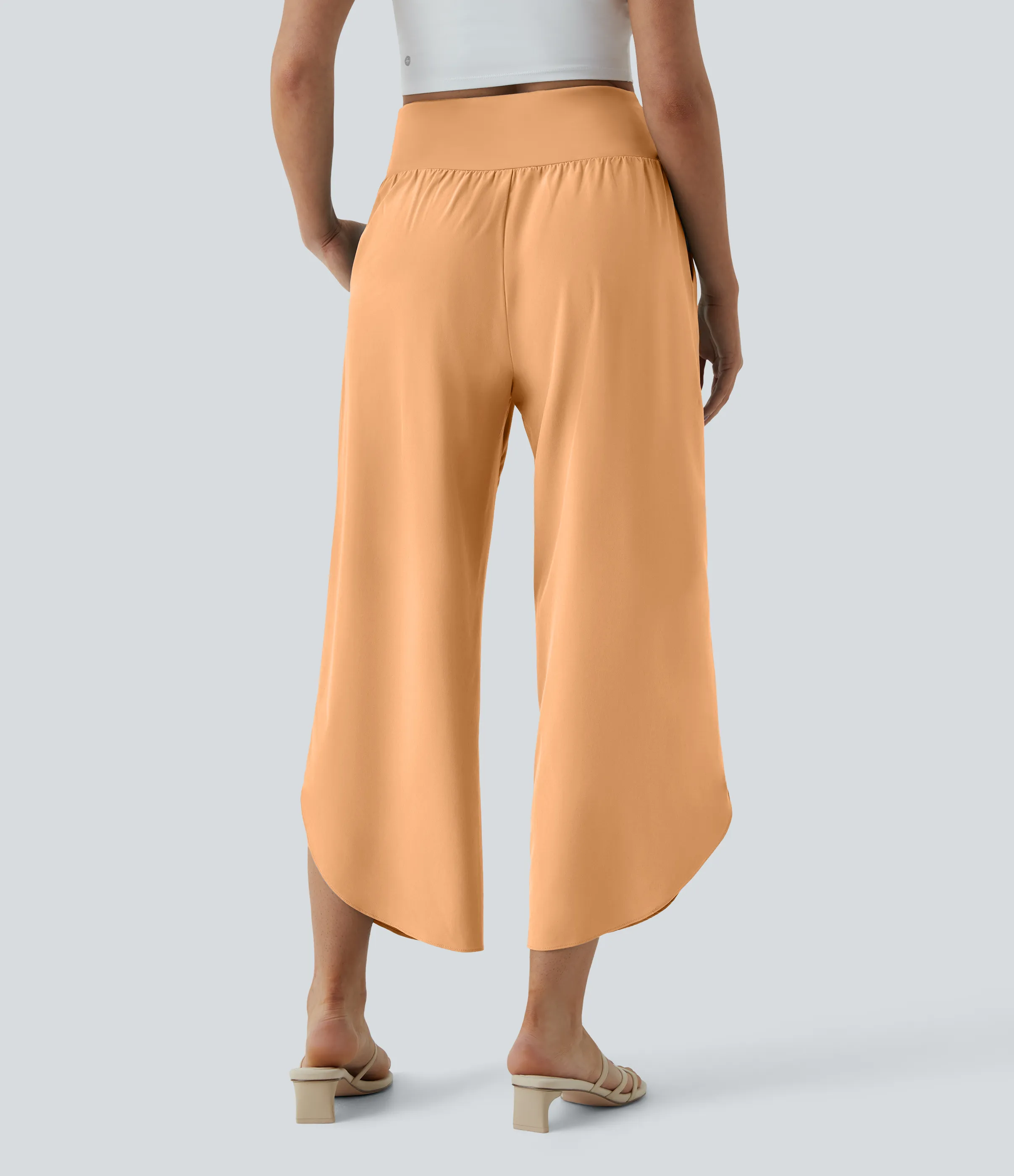 Halara Pantalón Breezeful™ Resort secado rápido abertura bolsillo lateral plisado cruzado tiro alto - Peach Orange - XL(regular) sold by Halara product image thumbnail 3