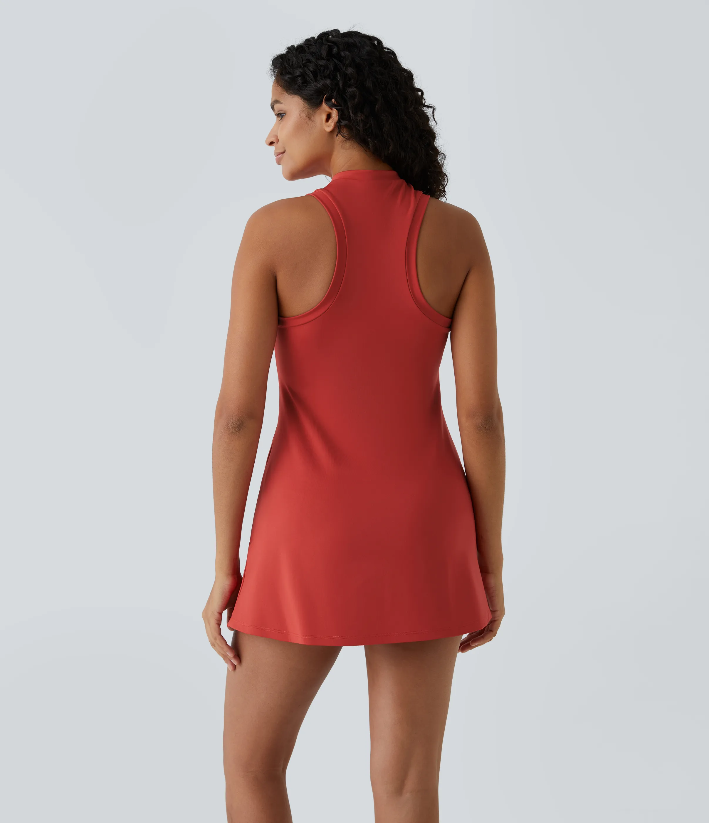 Halara Mini vestido tenis 2 piezas bolsillo lateral dividido cremallera sin mangas - Valiant Poppy - XL sold by Halara product image thumbnail 3