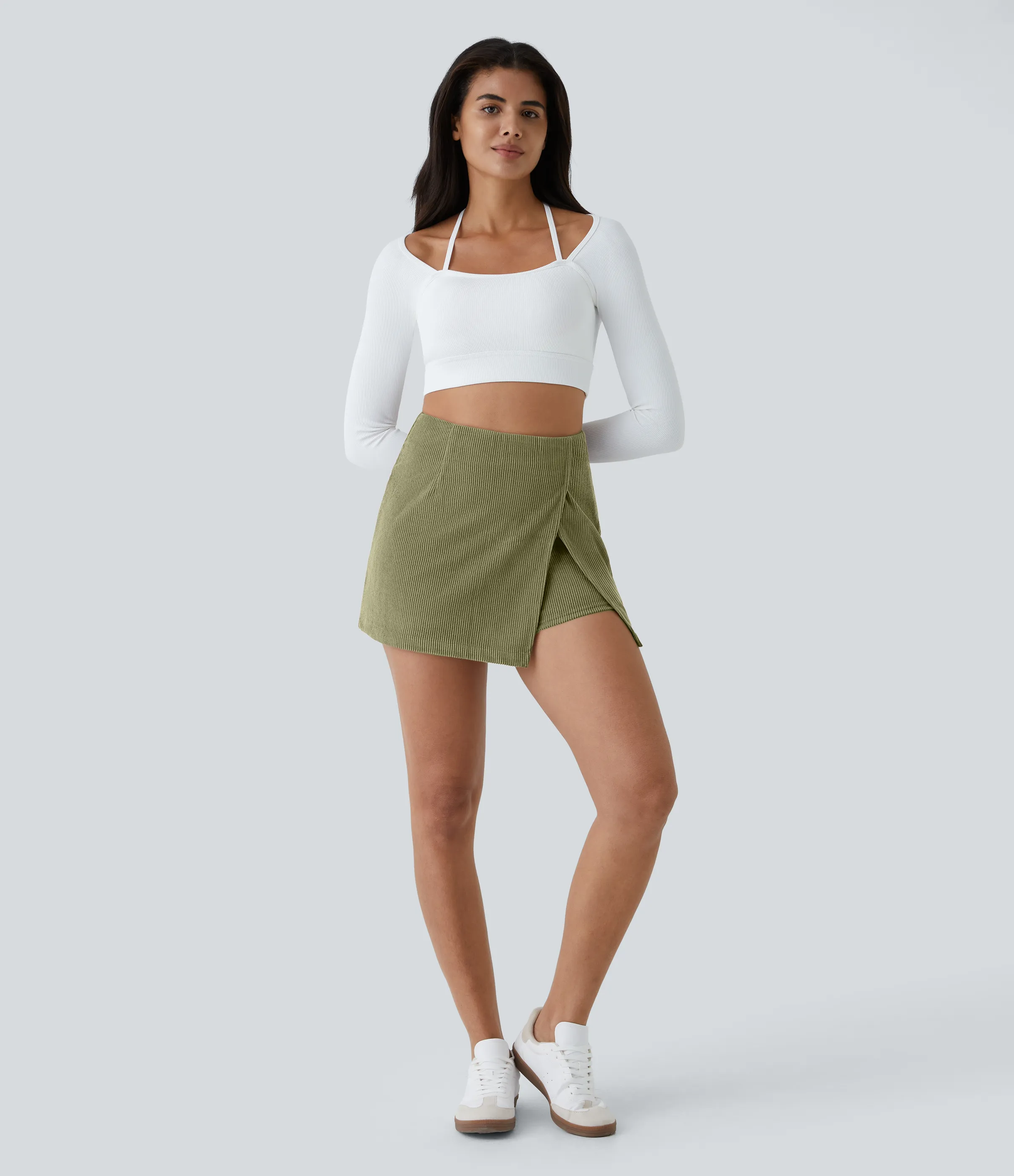 Halara Falda pana 2 en 1 tiro alto cremallera espalda dobladillo dividido - Boa - S(regular) sold by Halara product image thumbnail 5