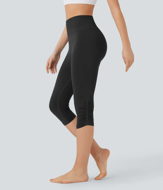 Halara Leggings de yoga capri de tiro alto sin costuras - Black - M sold by Halara
