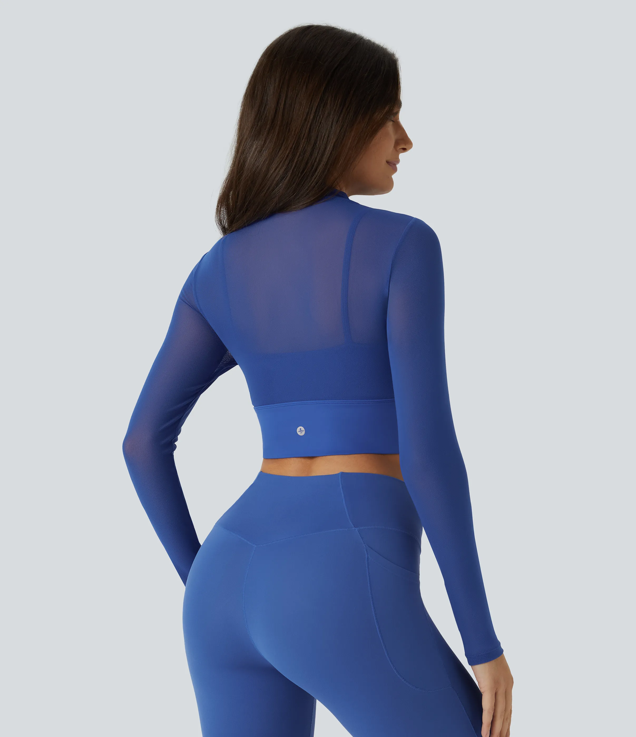 Halara Top deportivo yoga 2 en 1 manga larga malla contrastante - Deep Ultramarine - S sold by Halara product image thumbnail 3