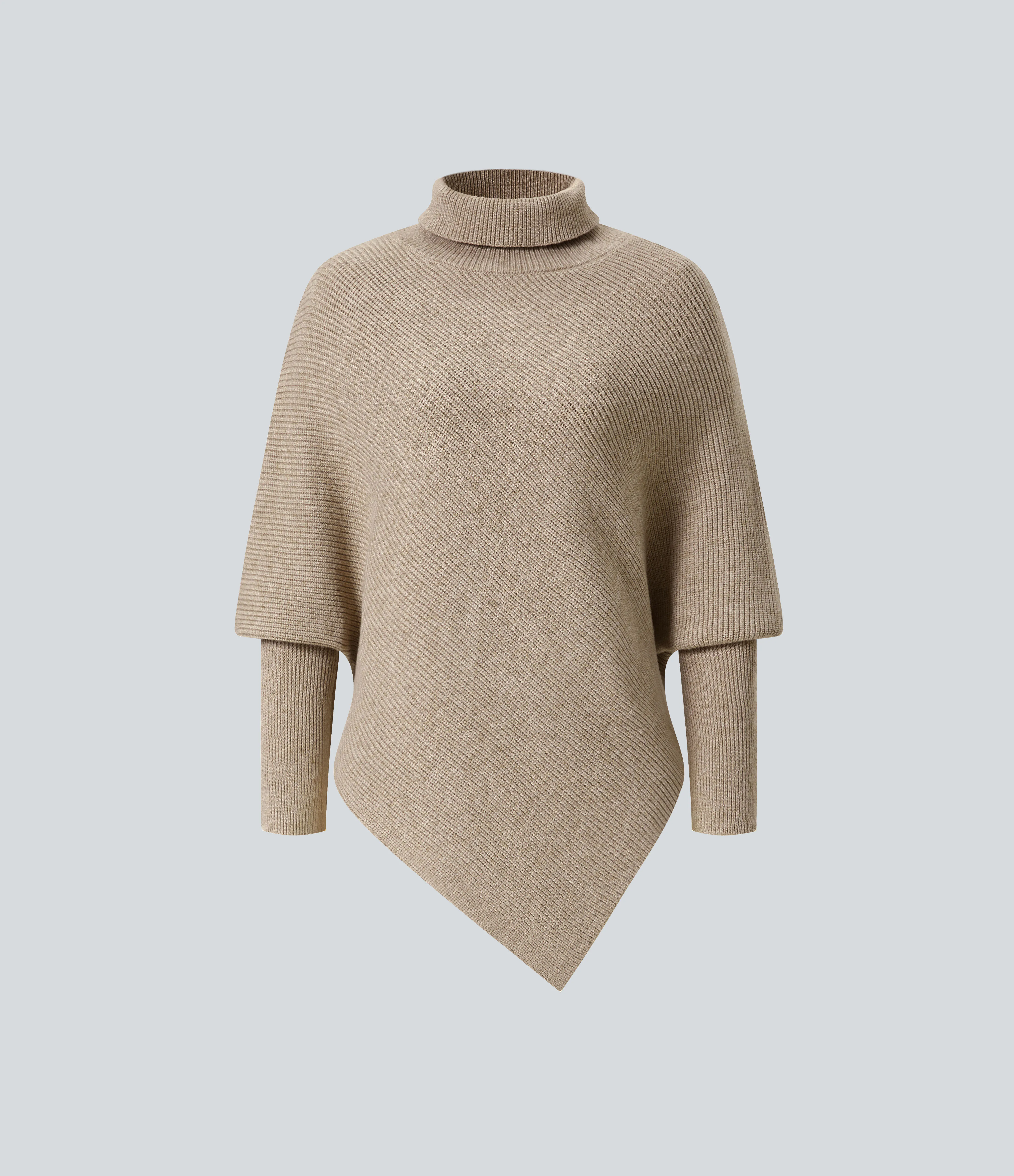 Halara Suéter oficina cuello alto manga larga dobladillo asimétrico - Apricot Flower Gray - L sold by Halara product image thumbnail 5