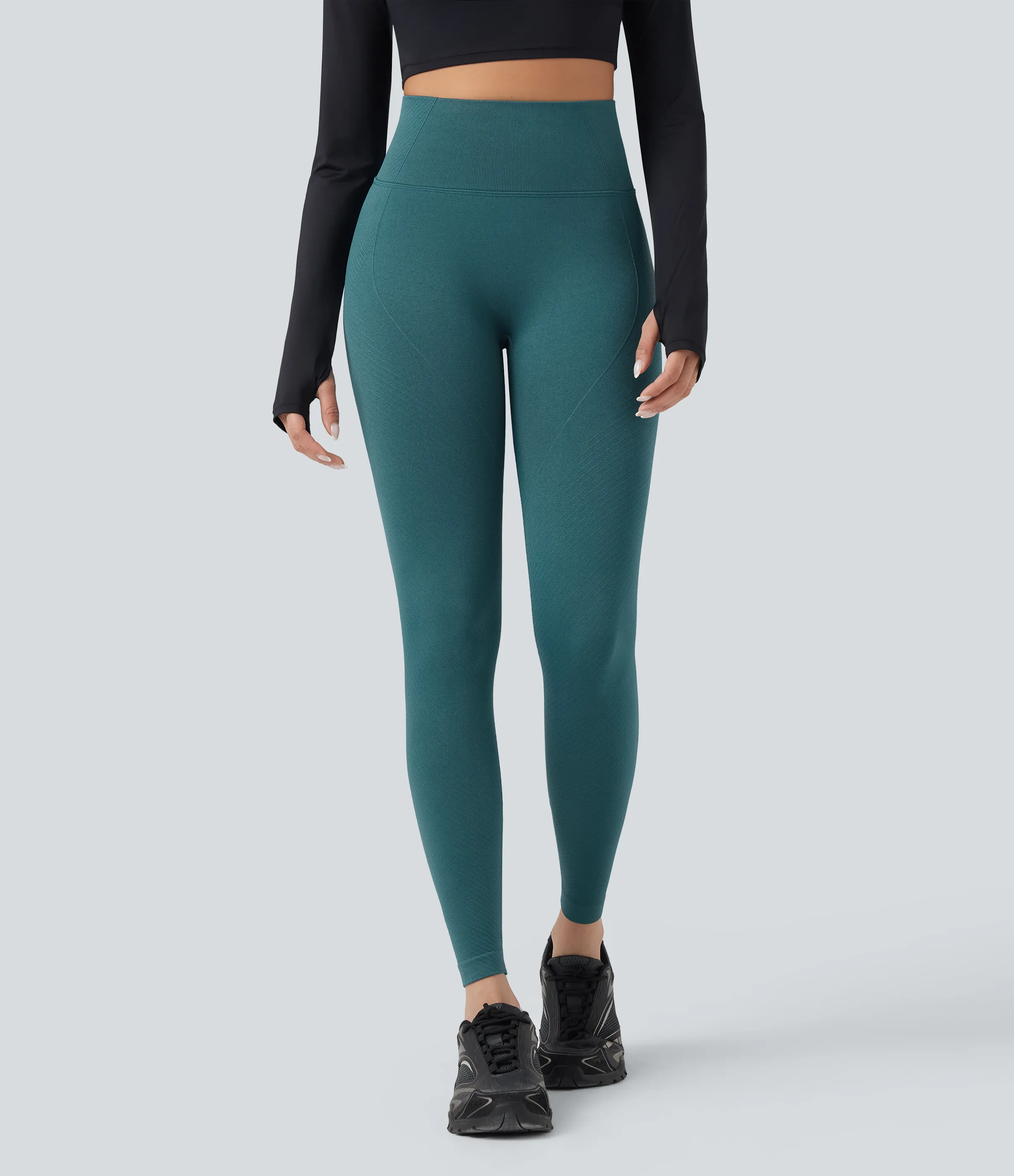 Halara Leggings de yoga de tiro alto fluido sin costuras con control de abdomen y push-up levanta glúteos en longitud 7/8 - Dragonfly - L(7/8) sold by Halara product image thumbnail 4