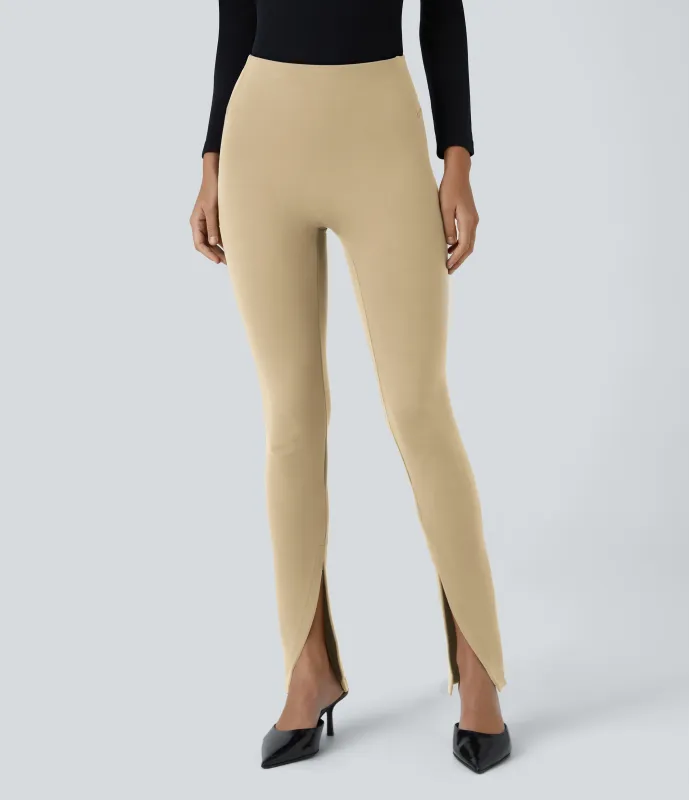 Halara Pantalón Halara Flex™ oficina abertura frontal tiro alto - Pebble - XS(full_length) sold by Halara