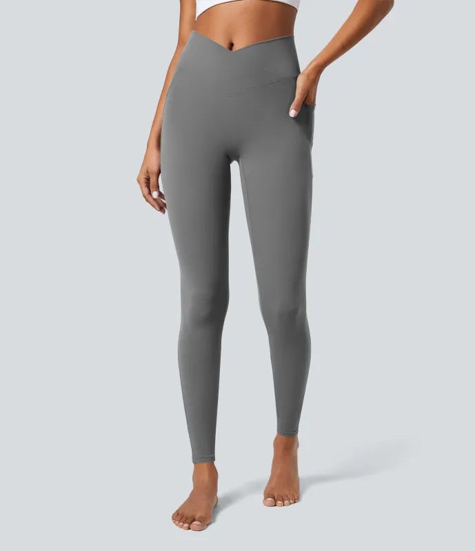 Halara Leggings Softlyzero™ liso bolsillo cruzado -UPF50+ - Steel Gray - M(full_length) sold by Halara