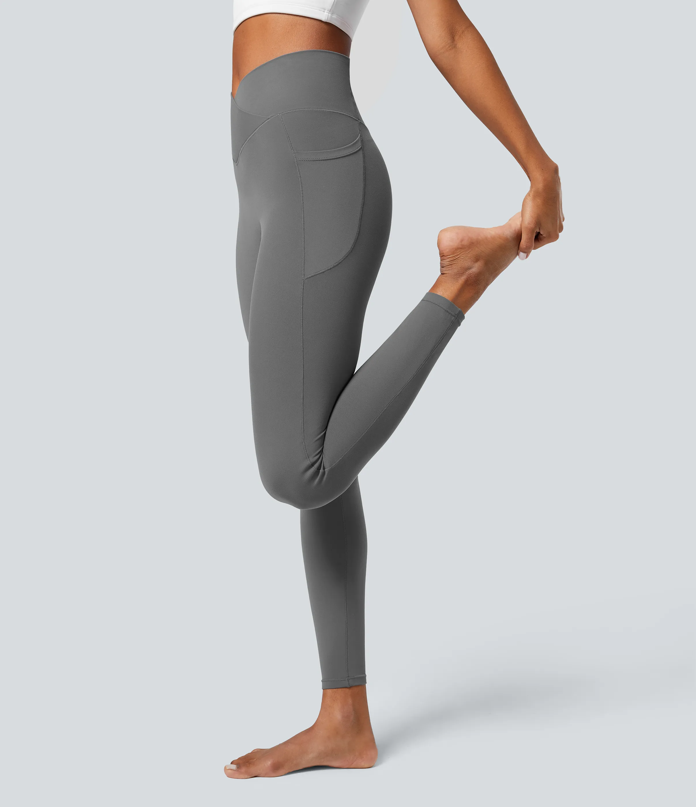 Halara Leggings Softlyzero™ liso bolsillo cruzado -UPF50+ - Steel Gray - M(full_length) sold by Halara product image thumbnail 4