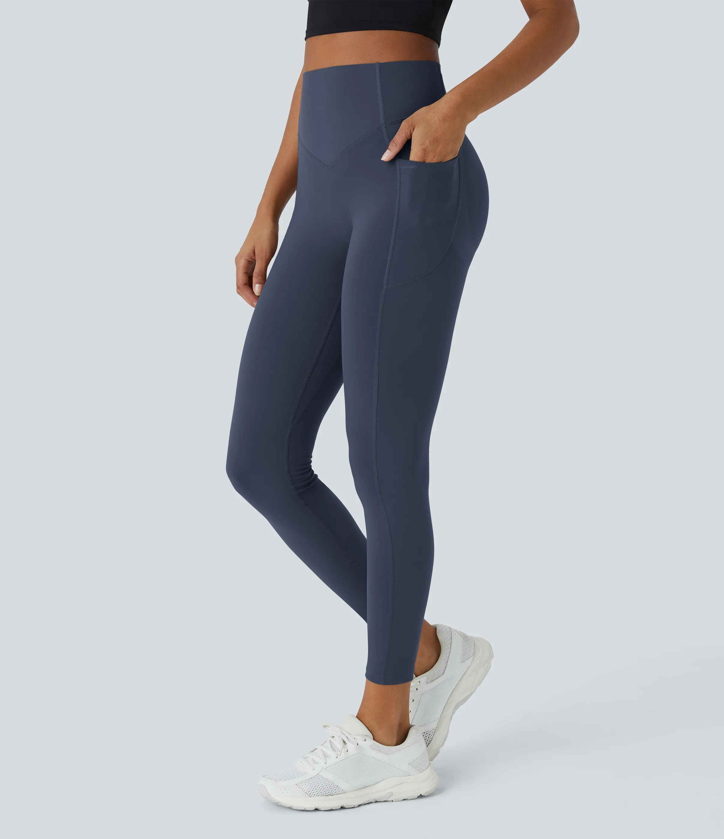 Halara Leggings SoCinched UltraSculpt entrenamiento moldeador bolsillo lateral control abdomen tiro alto - Mood Indigo - XL(7/8) sold by Halara product image thumbnail 4