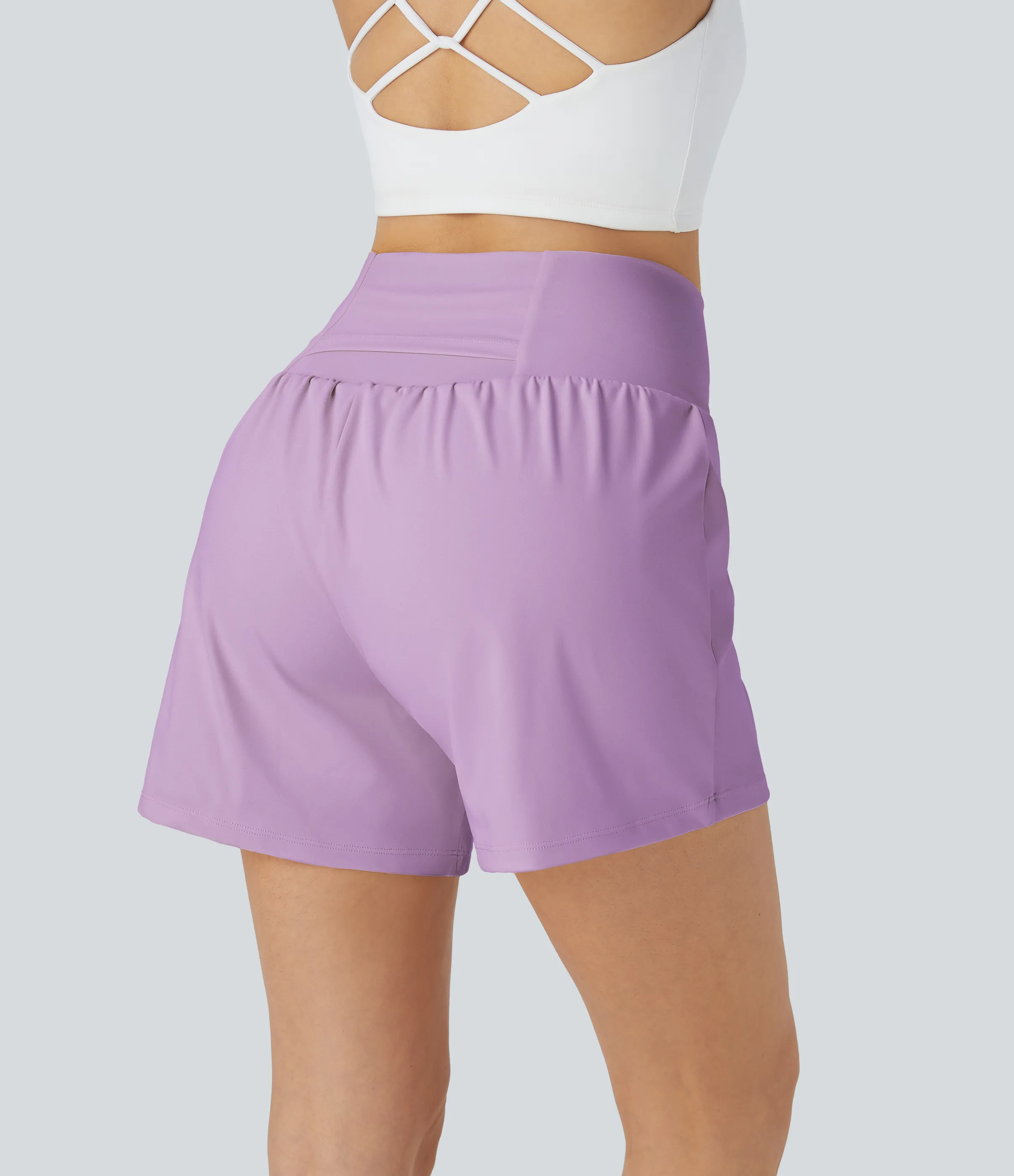 Halara Pantalón corto yoga 2 en 1 bolsillo trasero oculto tiro súper alto bolsillo lateral oculto 12.5cm-más largo - Orchid Bouquet - XS(Long) sold by Halara product image thumbnail 3