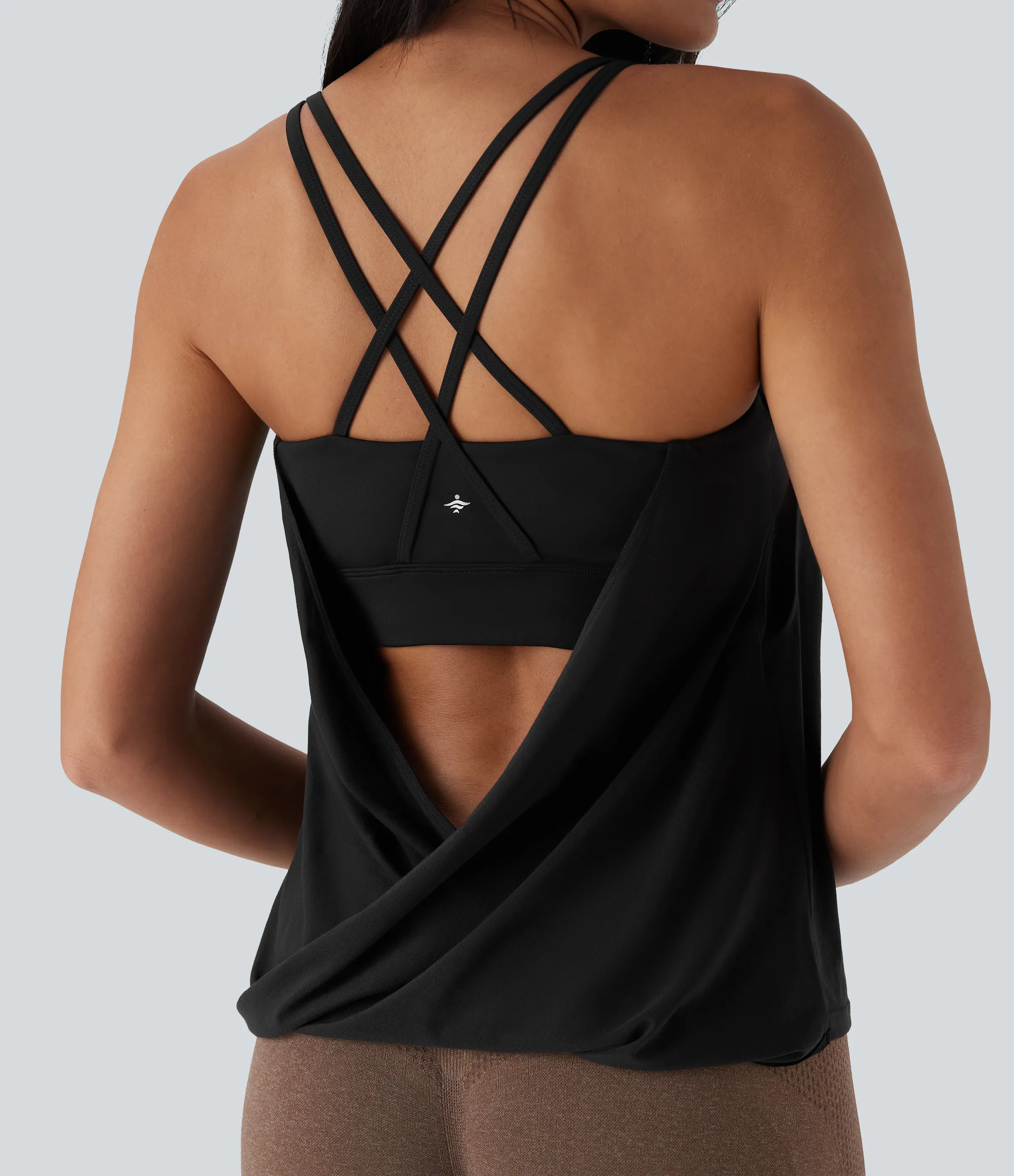 Halara Top camisero de yoga plisado con tirantes dobles y secado rápido en copas D-F - Black - M sold by Halara product image thumbnail 2