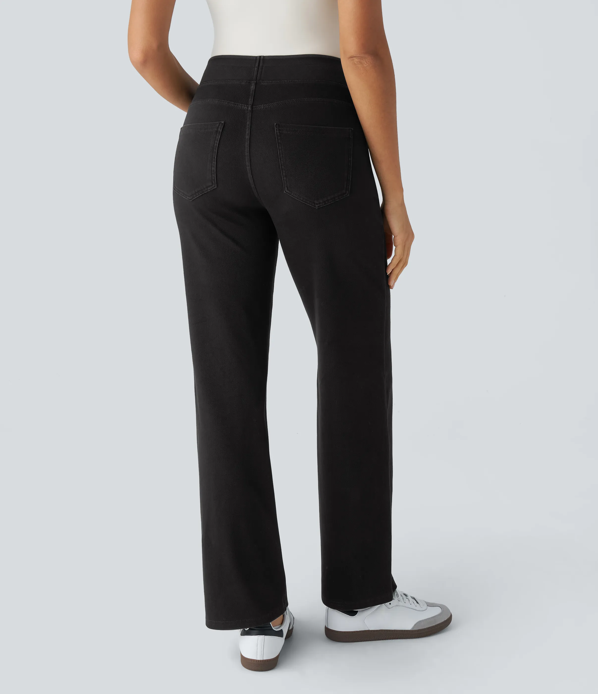 Halara Jeans Halara Flex™ Denim oficina elástico pierna recta tiro alto múltiple bolsillo - Black Denim - S(regular) sold by Halara product image thumbnail 3