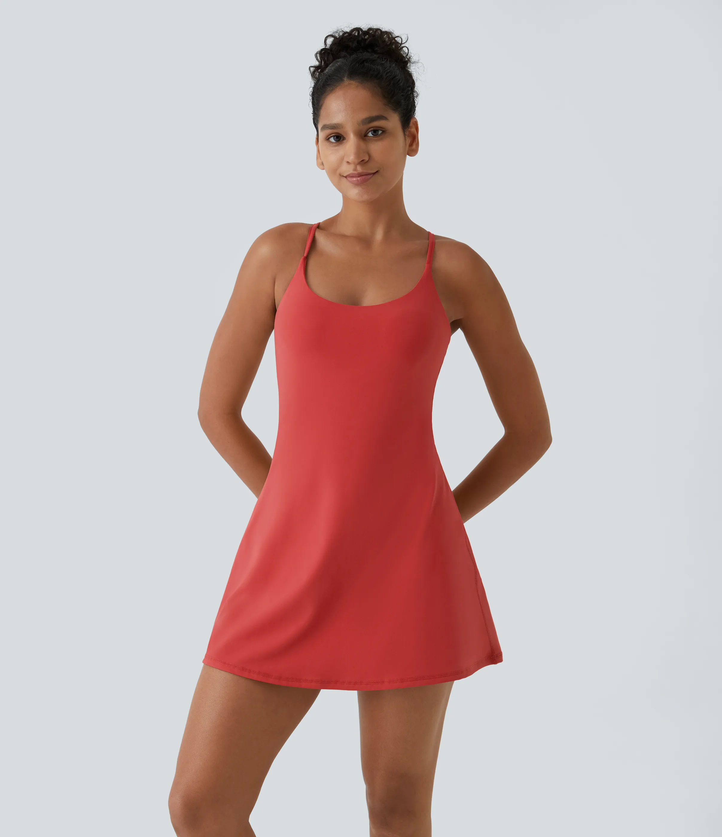 Halara Vestido activo Softlyzero™ Plush sin espalda-Edición Easy Peezy - Poinsettia - XS sold by Halara product image thumbnail 4