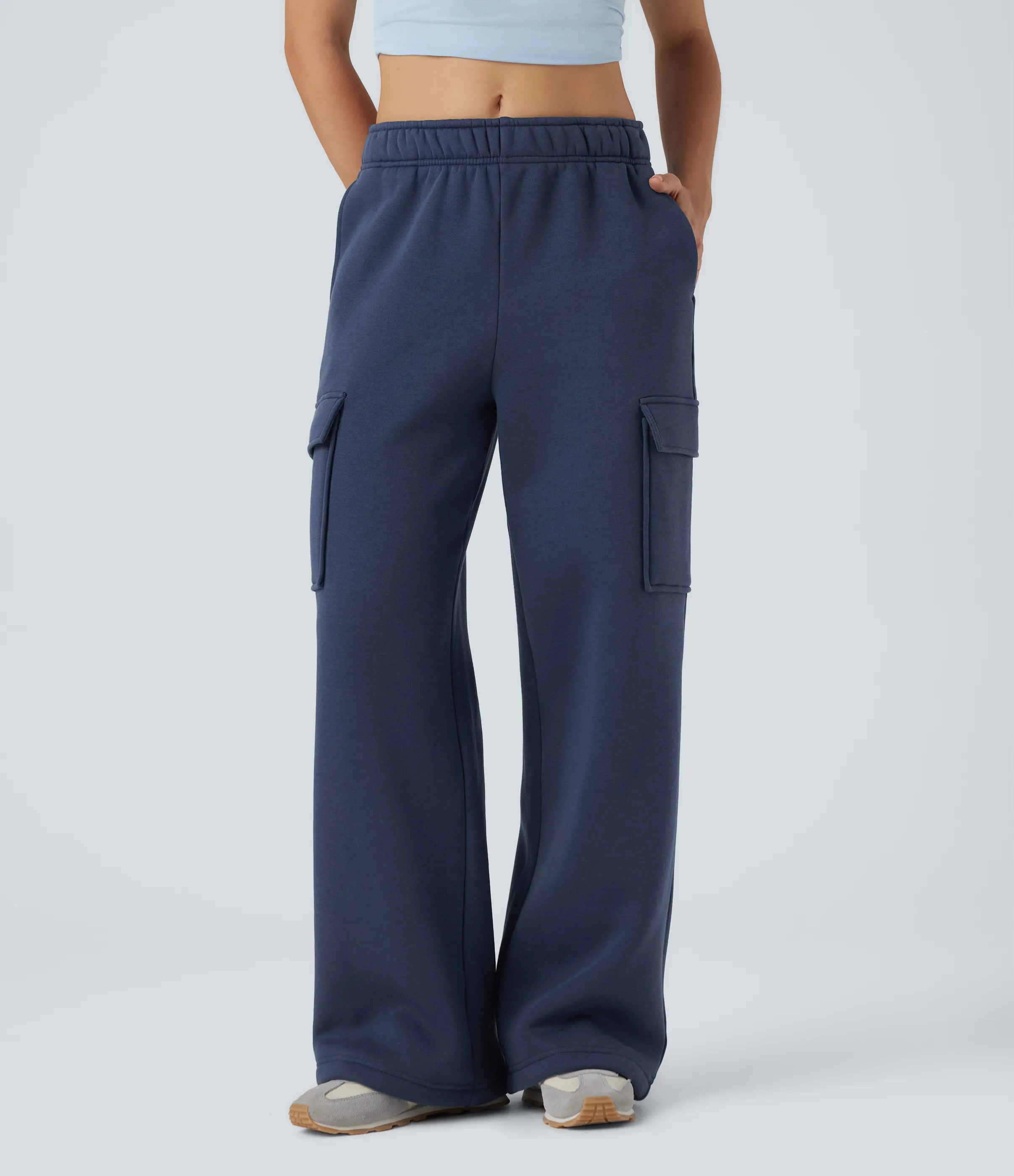 Halara Pantalones casuales cargo polar de tiro medio y pierna ancha con bolsillos - Oceana - M(regular) sold by Halara product image thumbnail 2