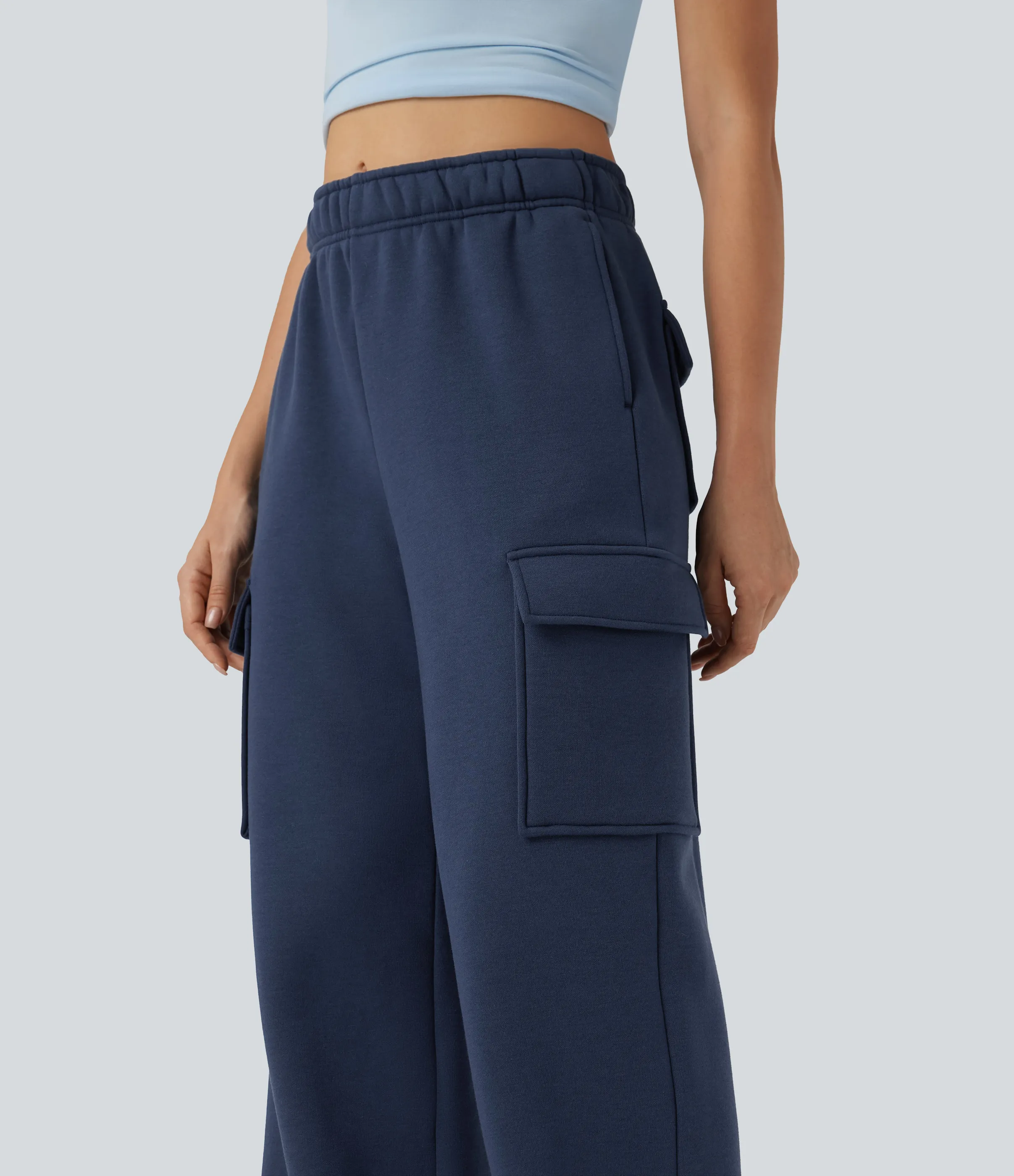 Halara Pantalones casuales cargo polar de tiro medio y pierna ancha con bolsillos - Oceana - M(regular) sold by Halara product image thumbnail 5