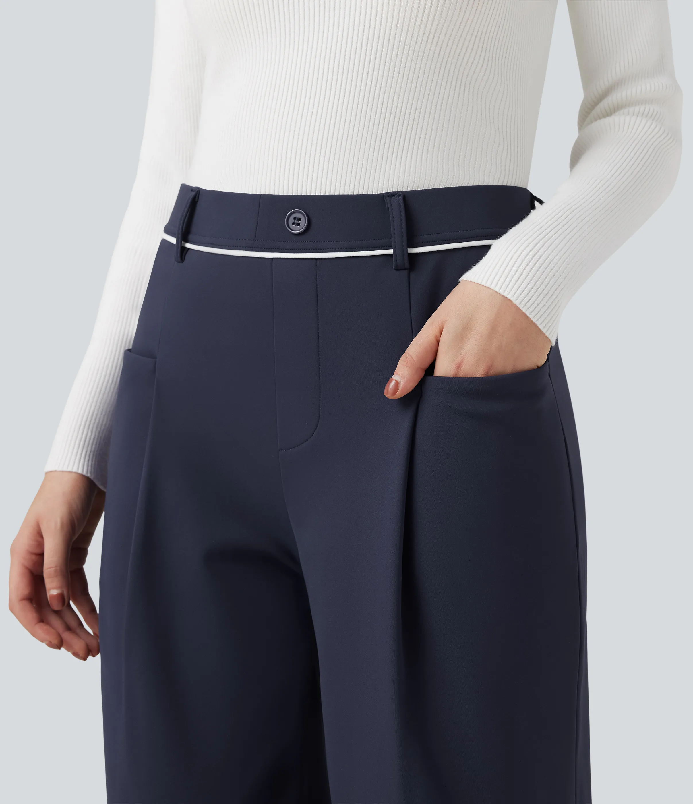 Halara Pantalones de oficina térmicos afelpados SoftlyZero™ de tiro medio con pierna recta y bolsillos - Overture - XS(regular) sold by Halara product image thumbnail 5