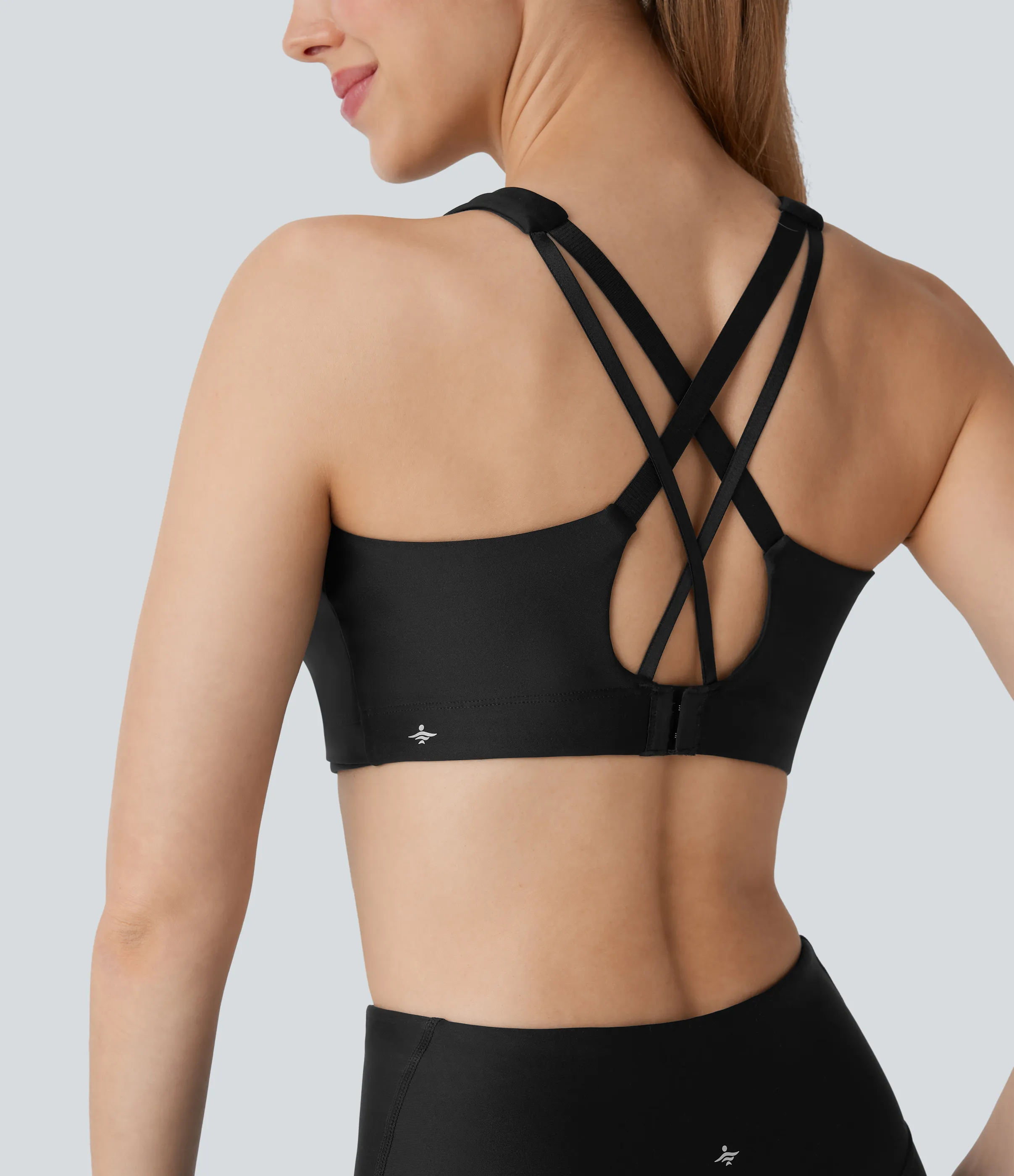 Halara Sujetador deportivo entrenamiento gancho ajustable cruzado sin espalda soporte medio - Black - S sold by Halara product image thumbnail 2