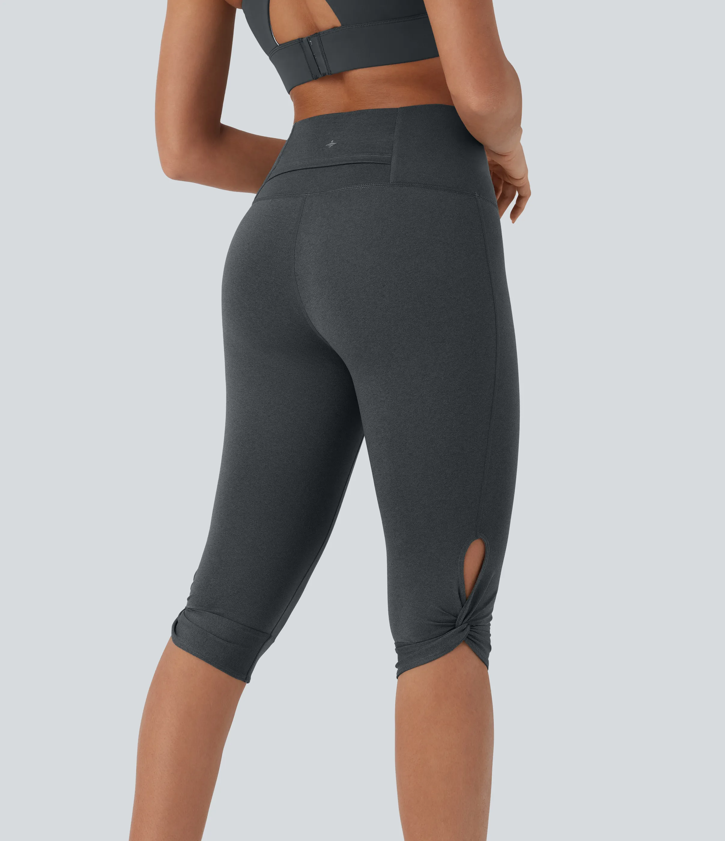 Halara Leggings de yoga de tiro alto con aberturas laterales retorcidas de secado rápido y con bolsillo - Charcoal Heather - S sold by Halara product image thumbnail 3