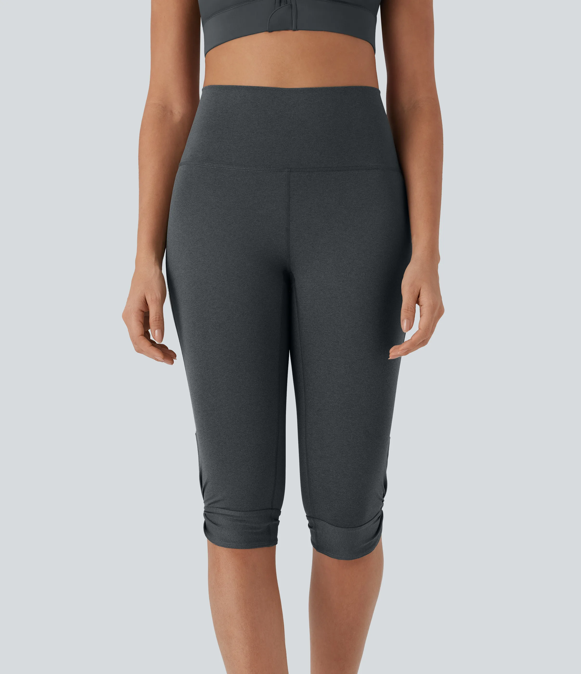 Halara Leggings de yoga de tiro alto con aberturas laterales retorcidas de secado rápido y con bolsillo - Charcoal Heather - S sold by Halara product image thumbnail 4