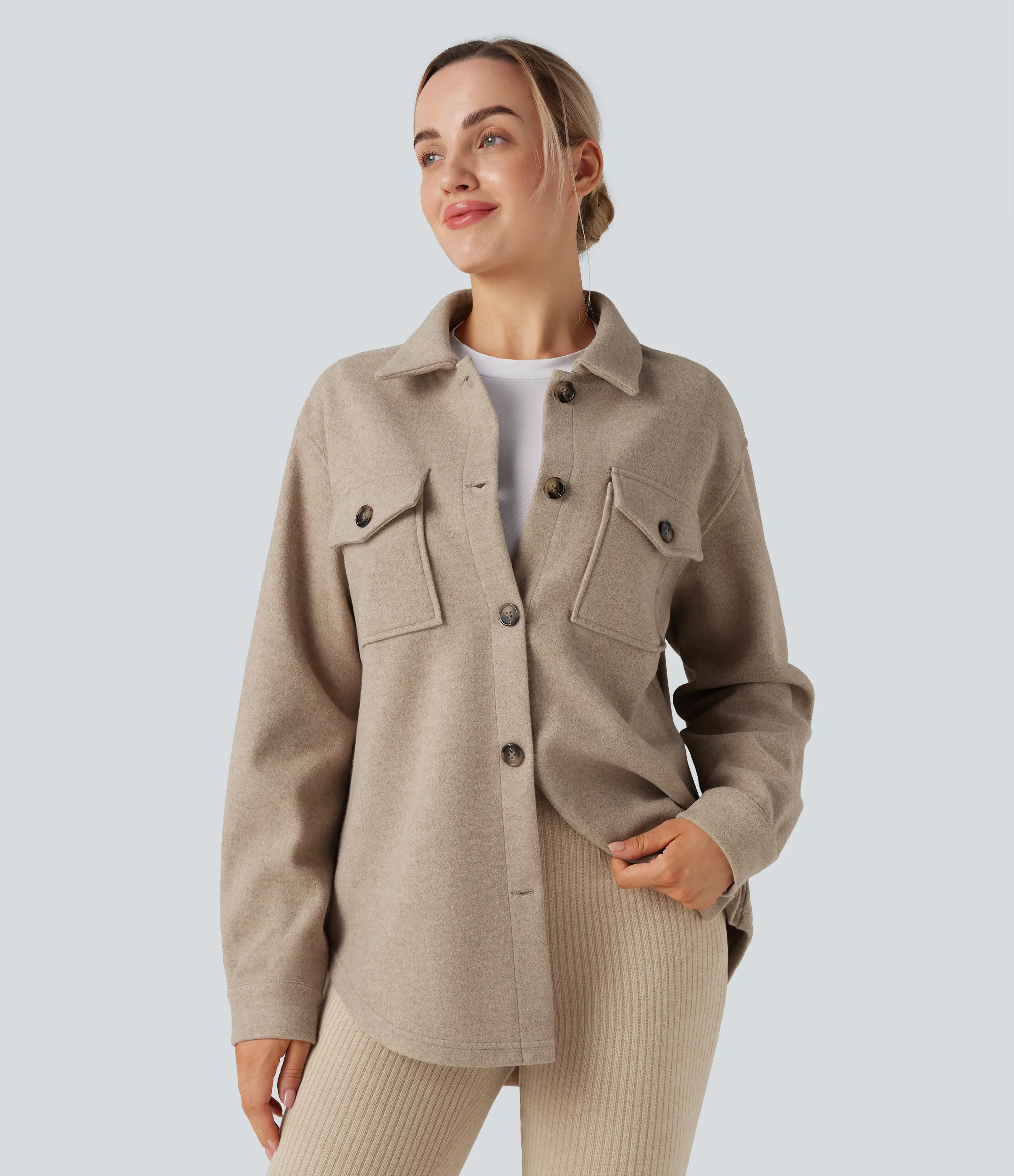 Halara Chamarra casual polar de manga larga con bolsillos - Lunar Weave - L sold by Halara product image thumbnail 2