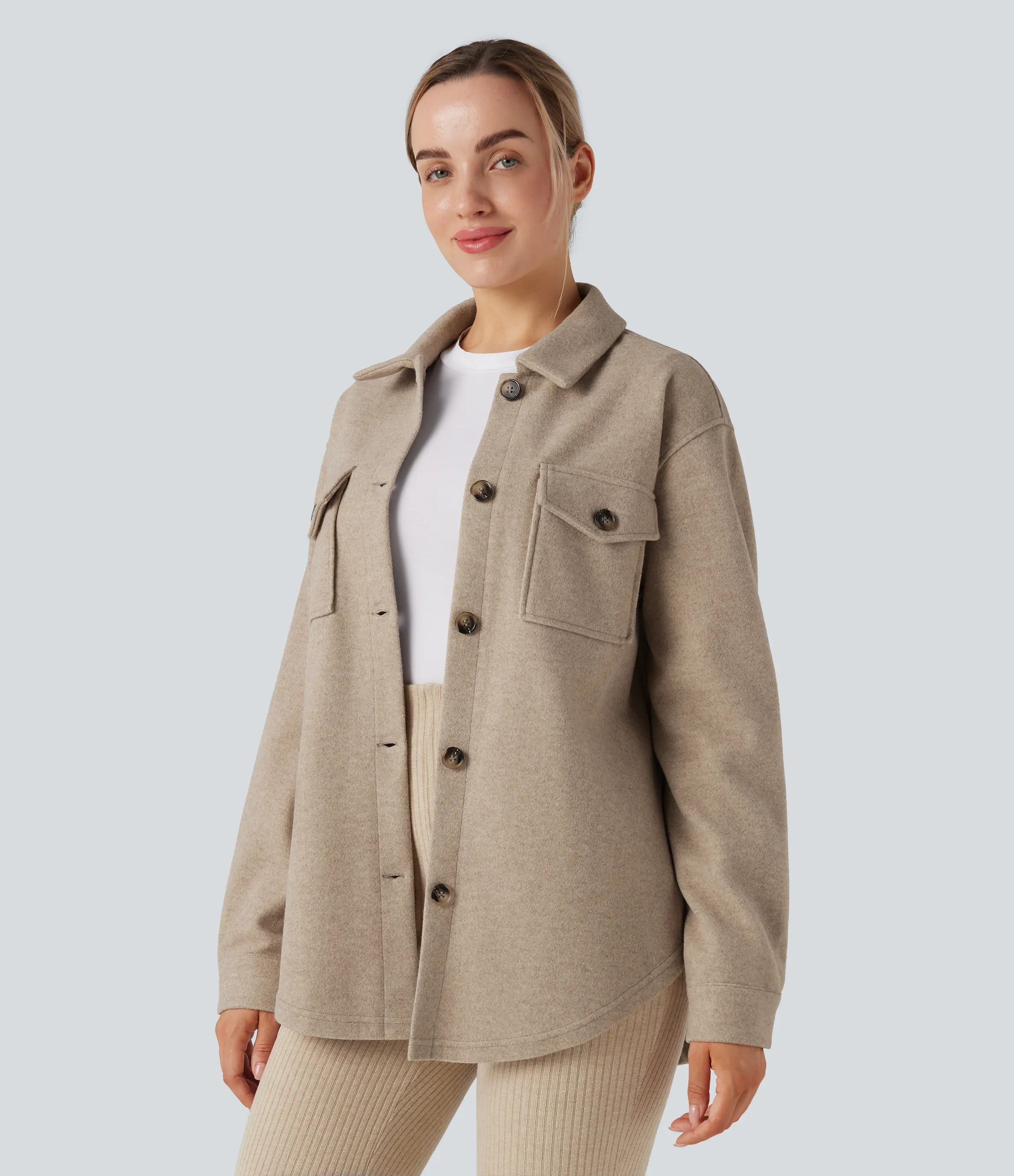 Halara Chamarra casual polar de manga larga con bolsillos - Lunar Weave - L sold by Halara product image thumbnail 4