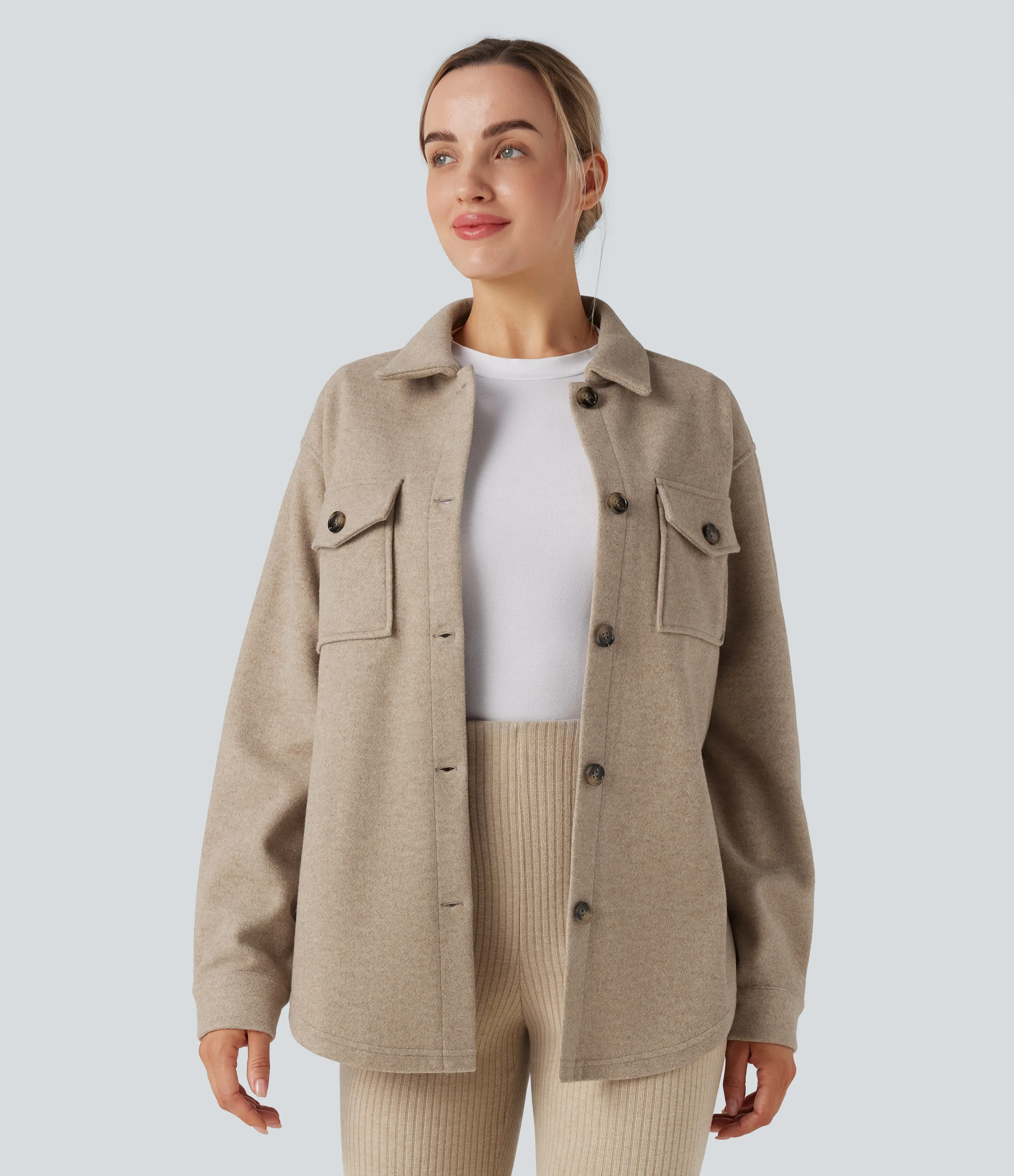 Halara Chamarra casual polar de manga larga con bolsillos - Lunar Weave - L sold by Halara product image thumbnail 5