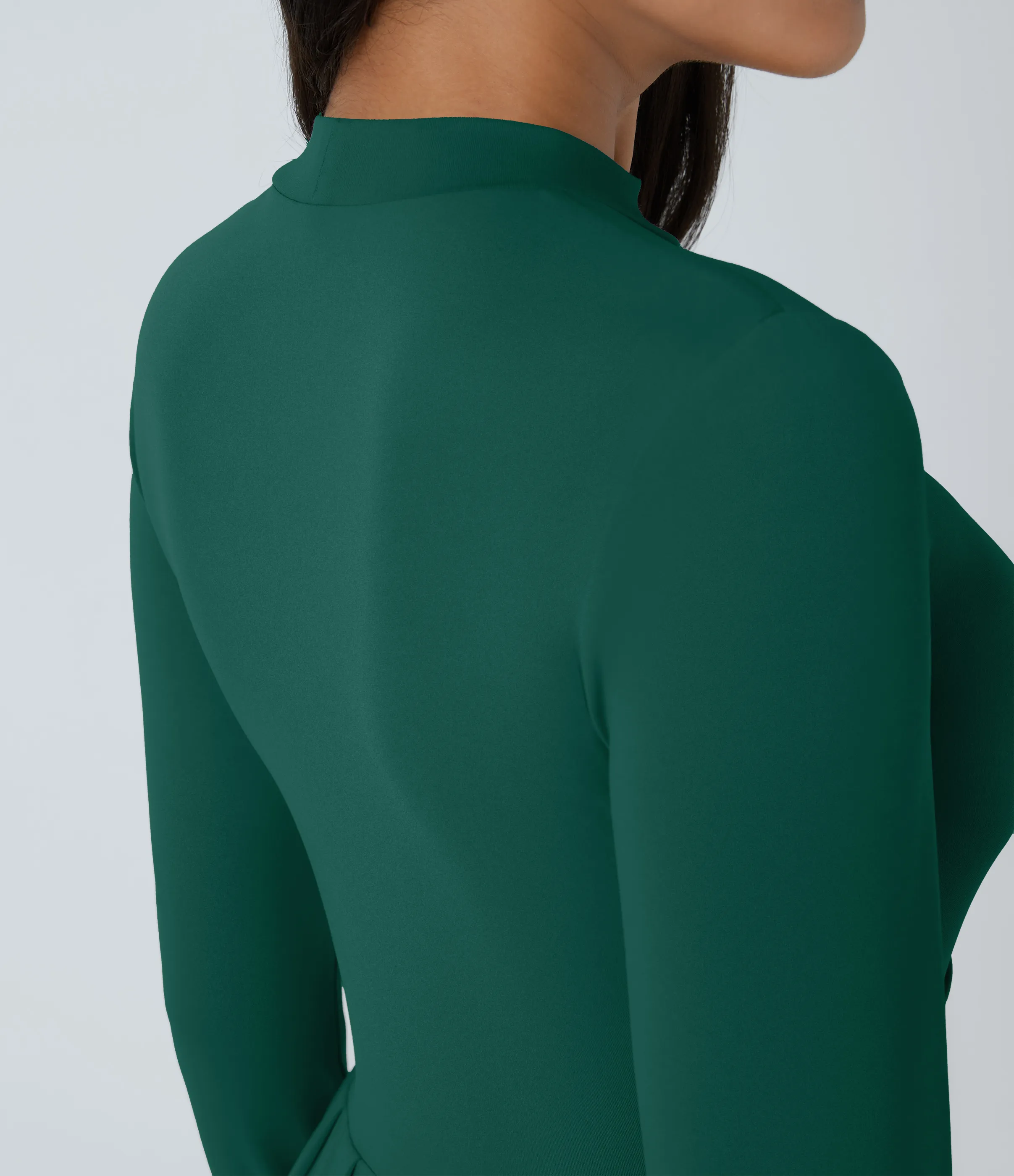 Halara Vestido largo cuello alto manga larga bolsillo lateral plisado acampanado - Rain Forest - XL sold by Halara product image thumbnail 5