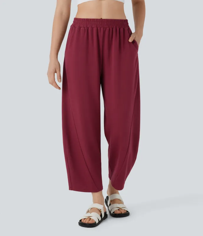 Halara Pantalón tiro medio bolsillo lateral pierna ancha - Tibetan Red - XS(regular) sold by Halara
