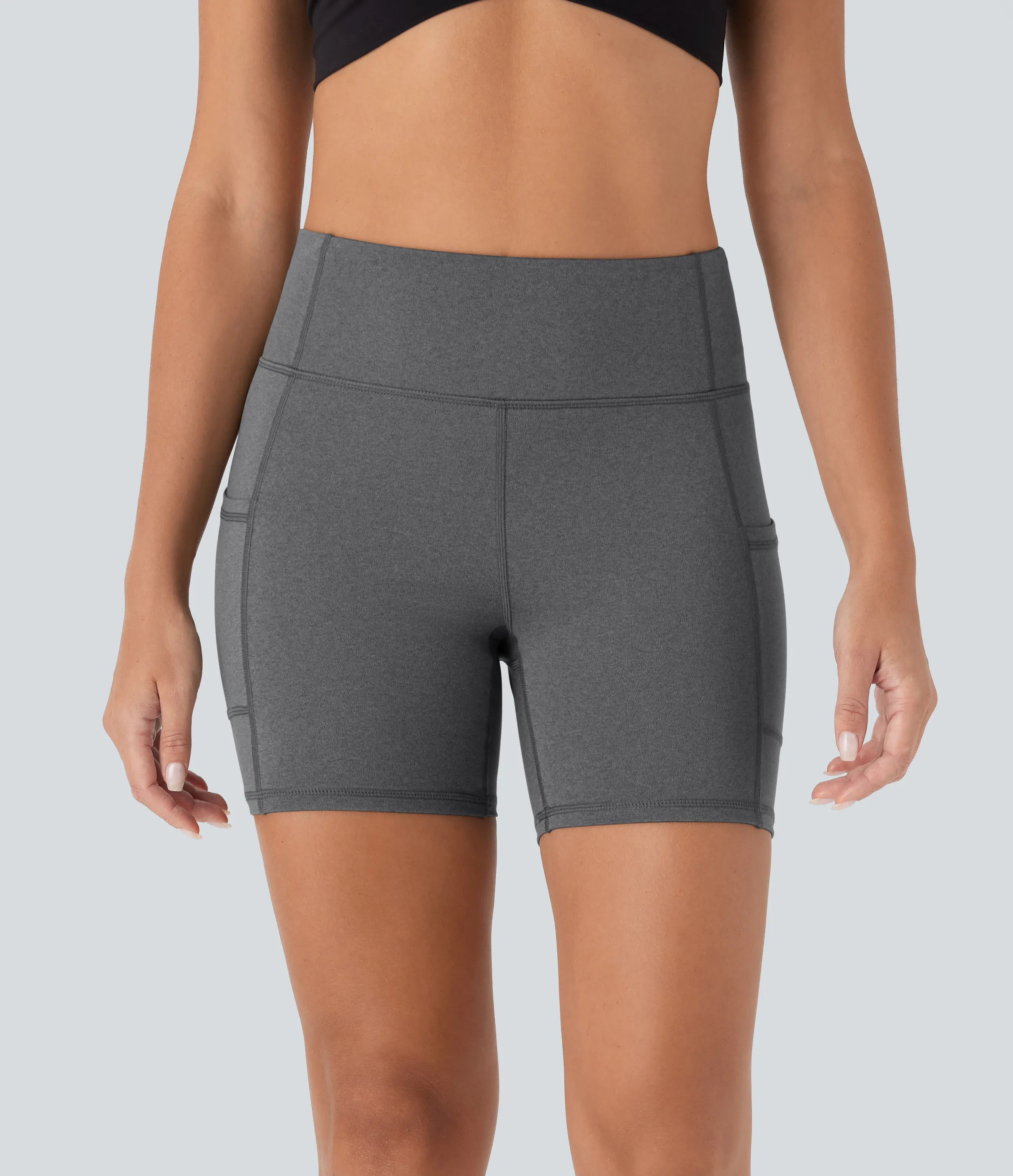 Halara Shorts de yoga de tiro alto y secado rápido con bolsillos laterales de 12,70cm - Dusky Charcoal - M sold by Halara product image thumbnail 4