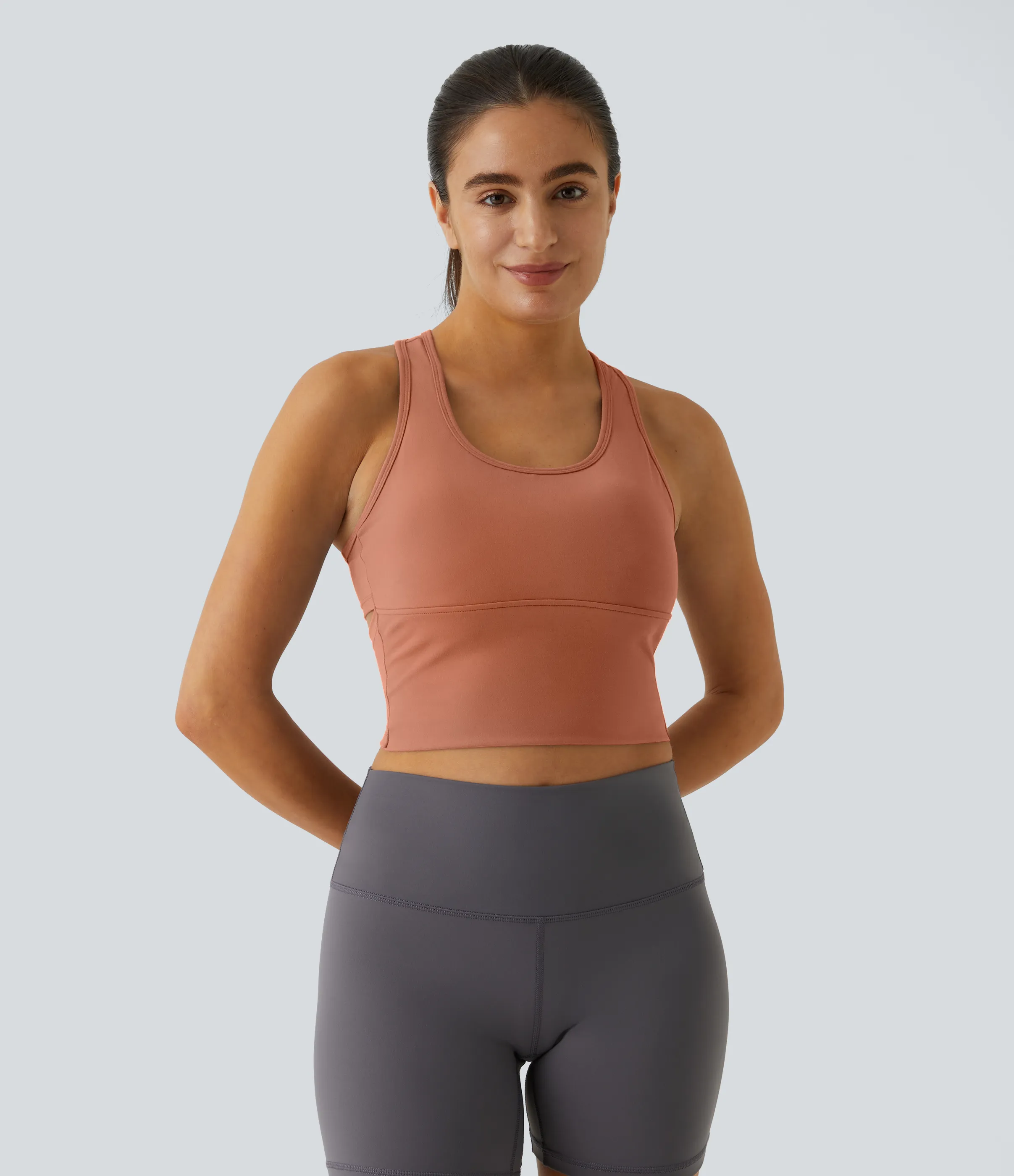 Halara Camiseta sin manga Softlyzero™ Plush yoga recortada espalda cruzada cuello U - Sun Baked - XS sold by Halara product image thumbnail 3