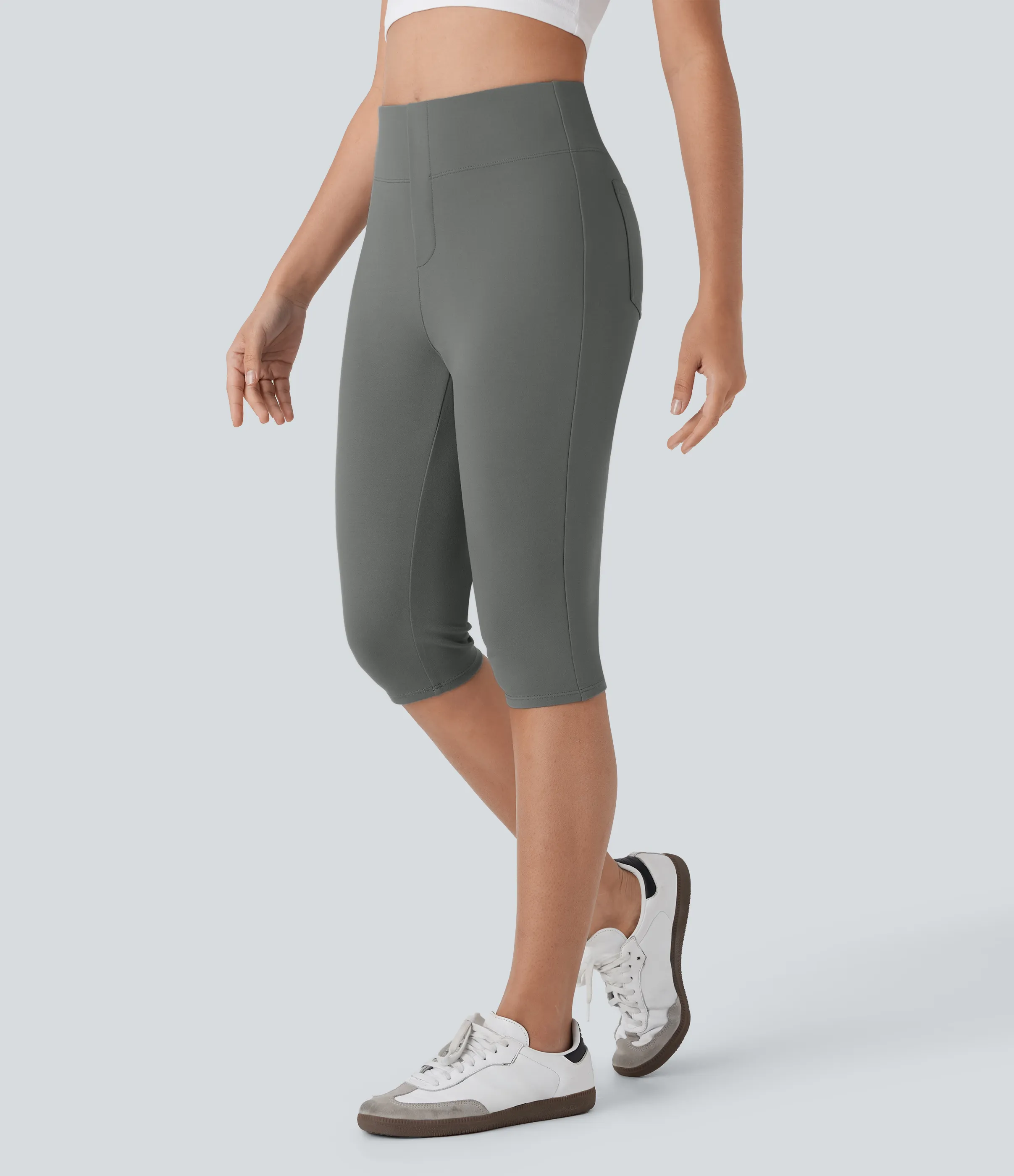 Halara Pantalones pirata casuales de tiro alto con bolsillos - Putty Gray - XL(regular) sold by Halara product image thumbnail 2