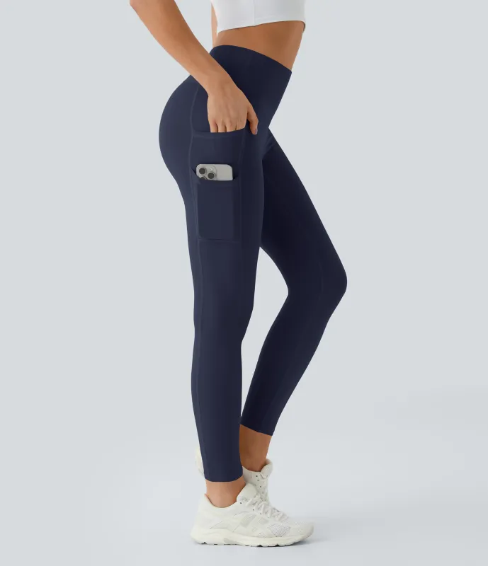 Halara Leggings Softlyzero™ liso bolsillo doble tiro alto-UPF50+ - Peacoat - XL(full_length) sold by Halara